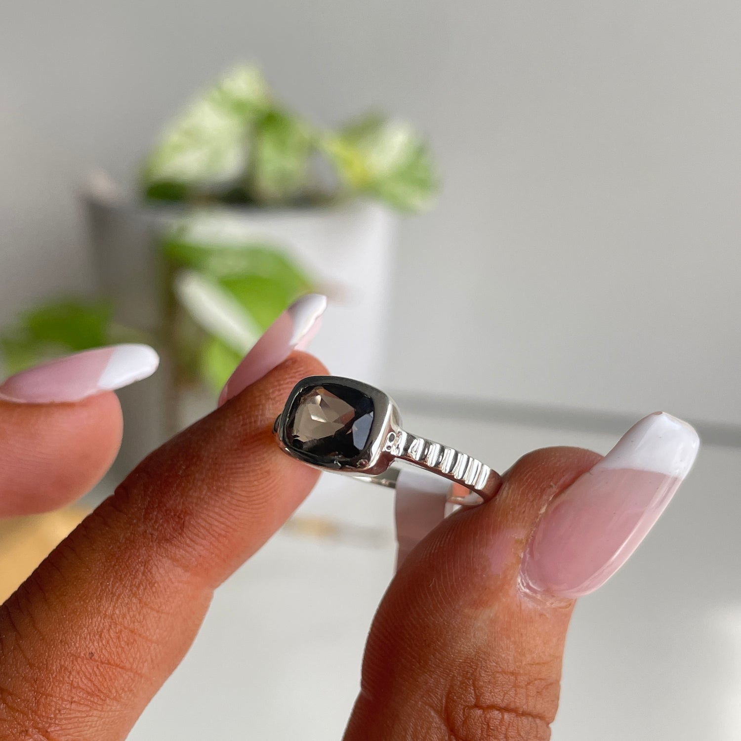 Smoky Quartz Rectangle Ring