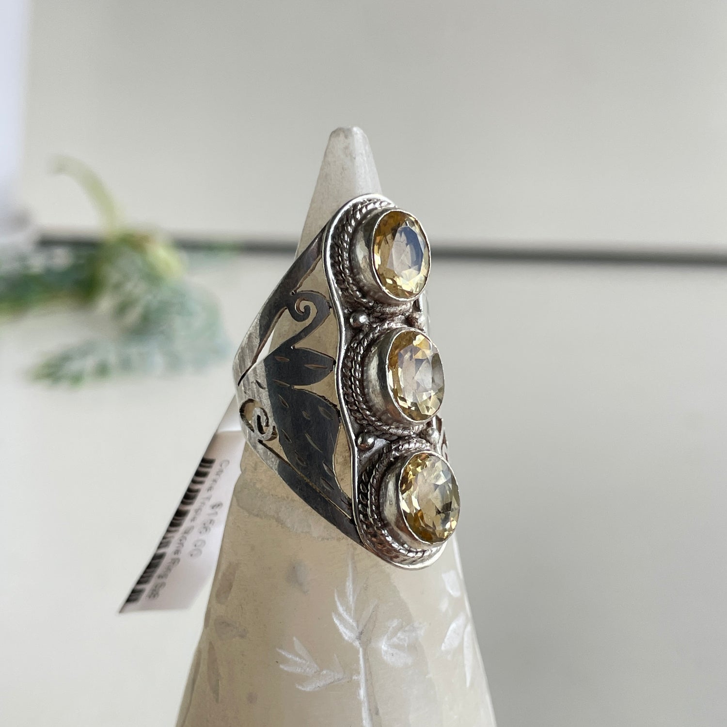 Citrine Triple Stone Ring Sz8