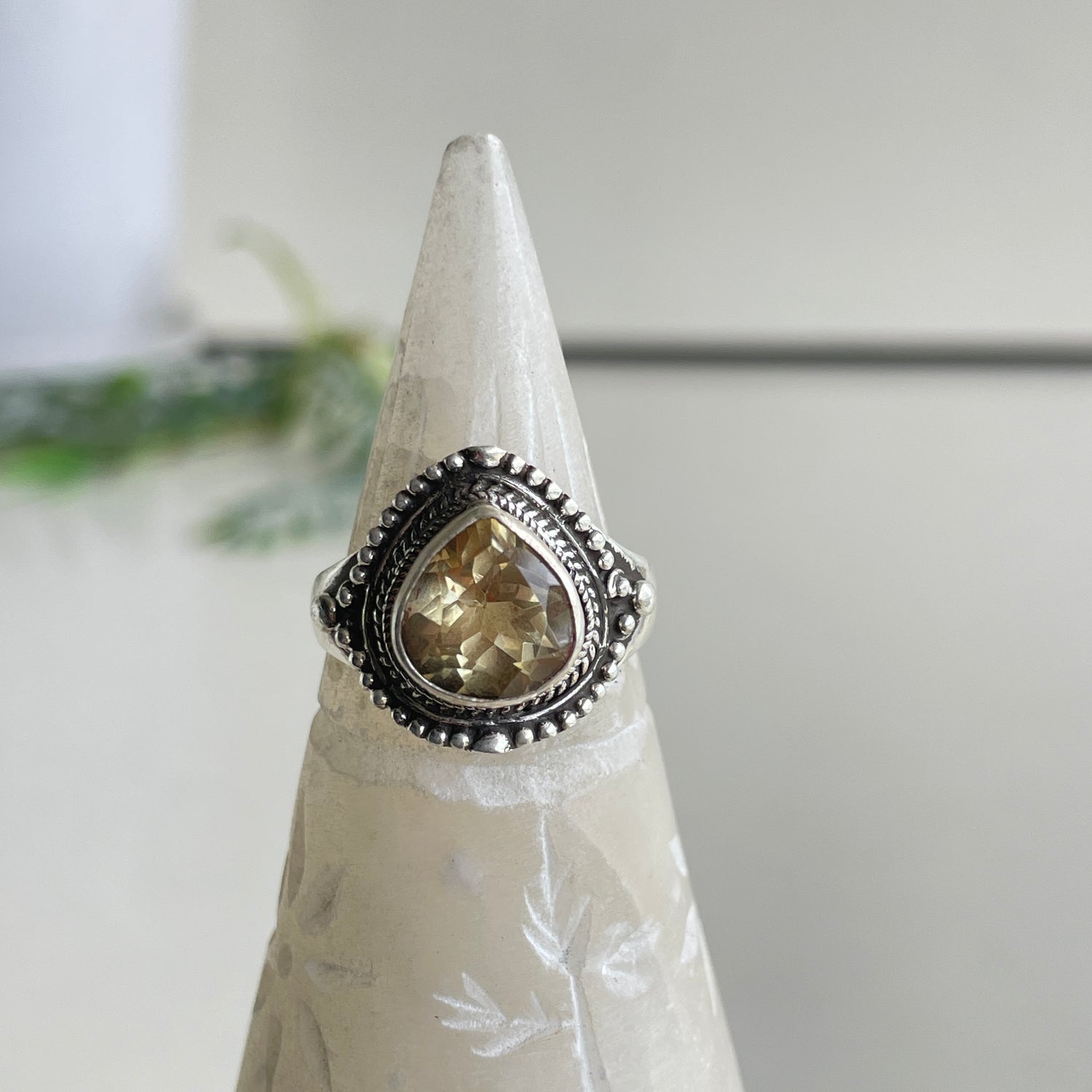 Citrine Teardrop Ring Sz8