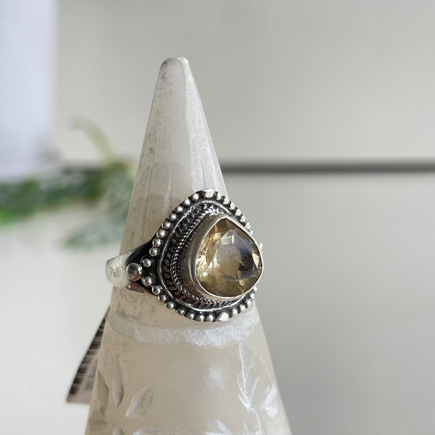 Citrine Teardrop Ring Sz8