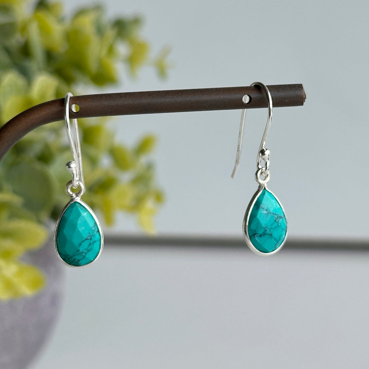 Turquoise Howlite Teardrop Earrings