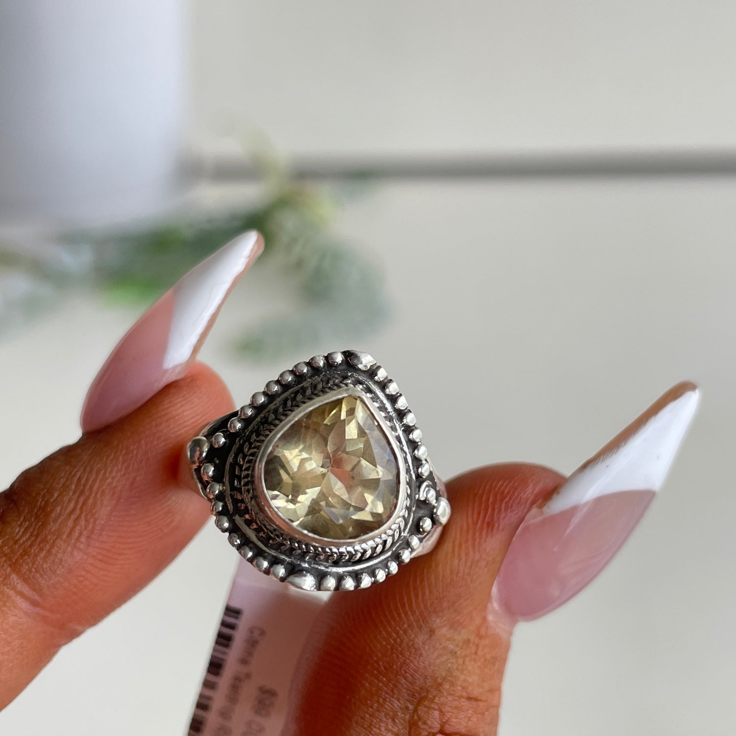 Citrine Teardrop Ring Sz8