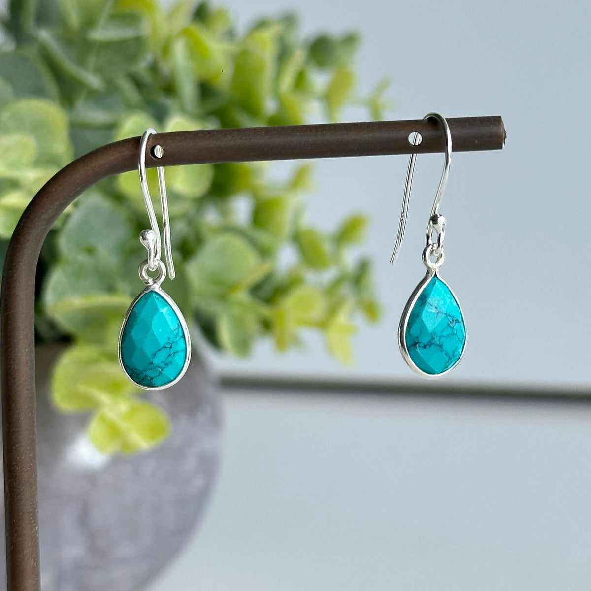 Turquoise Howlite Teardrop Earrings