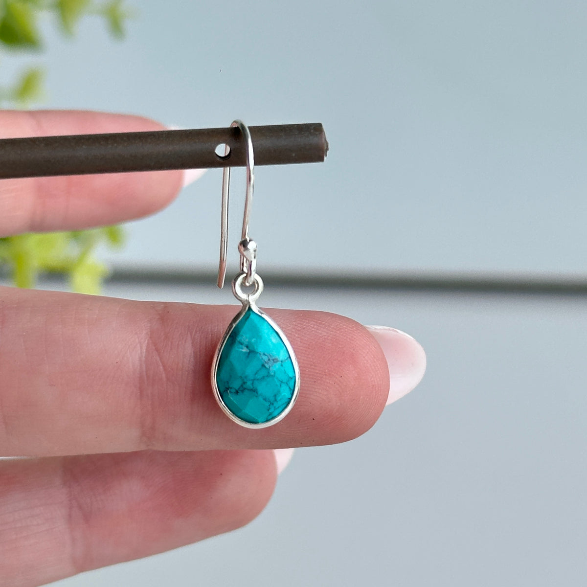 Turquoise Howlite Teardrop Earrings
