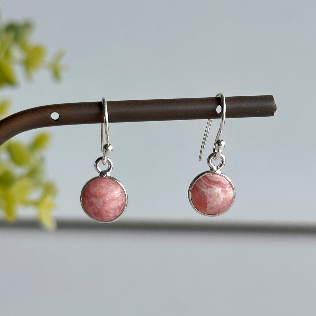 Rhodochrosite Round Earrings
