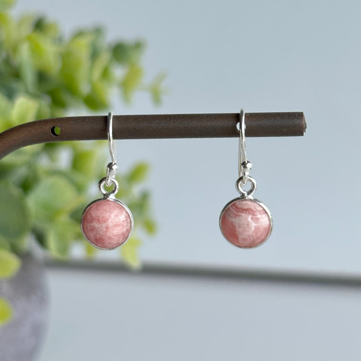 Rhodochrosite Round Earrings