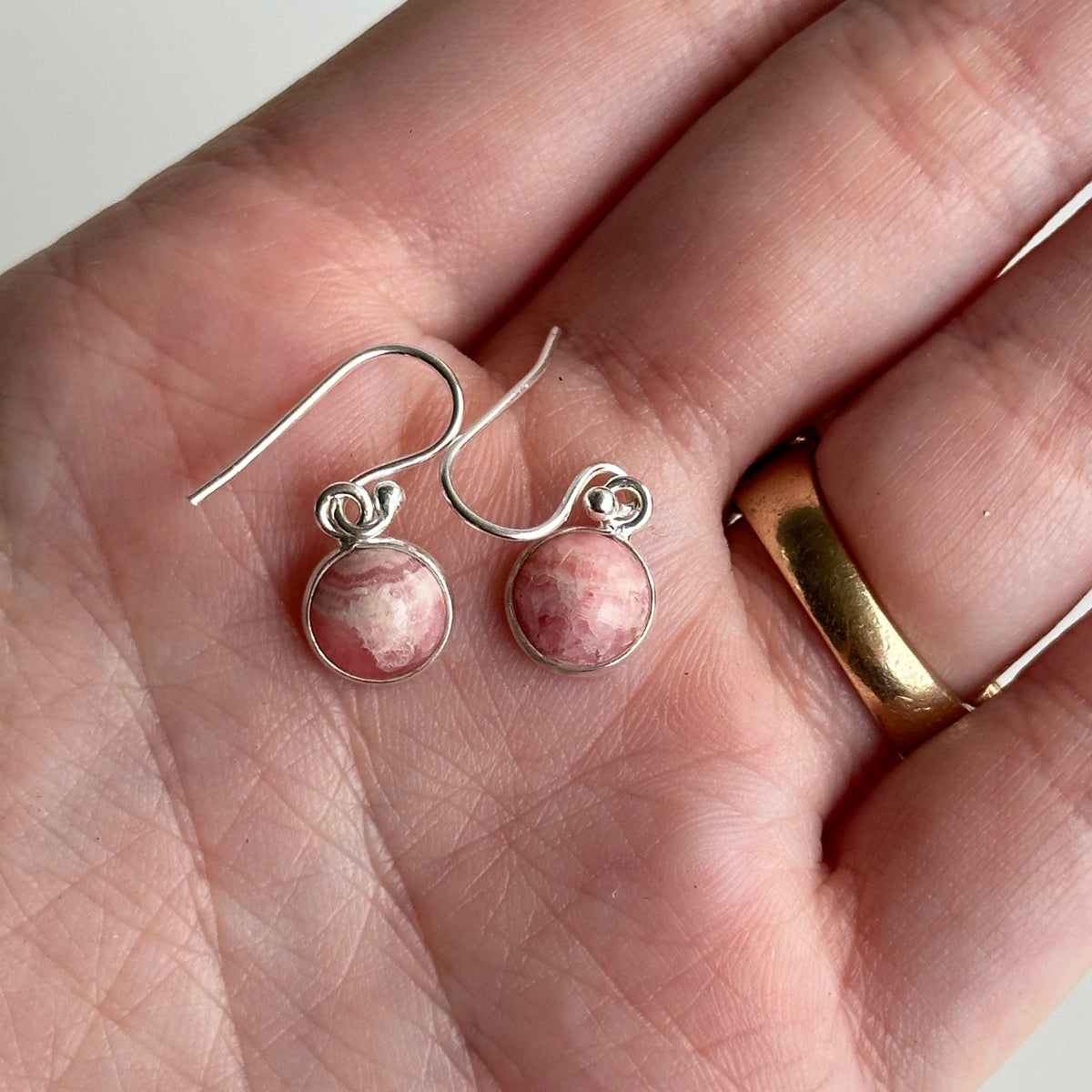Rhodochrosite Round Earrings