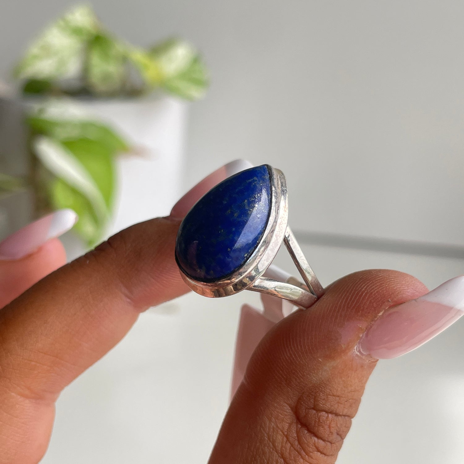 Lapis Lazuli Teardrop Ring Sz7