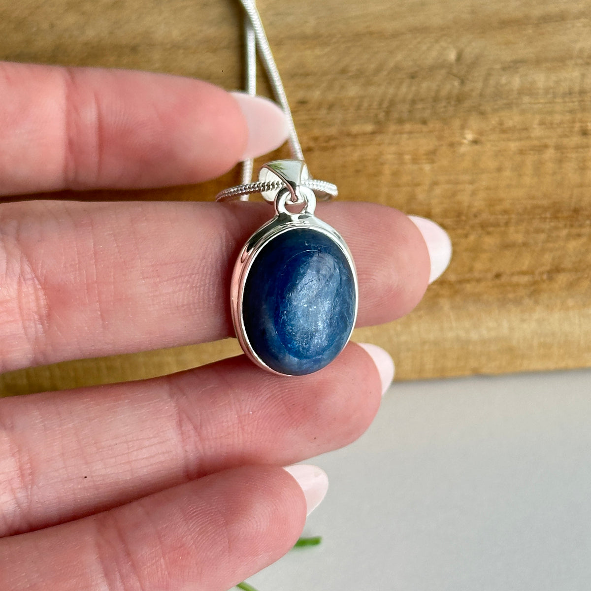 Blue Kyanite Oval Pendant