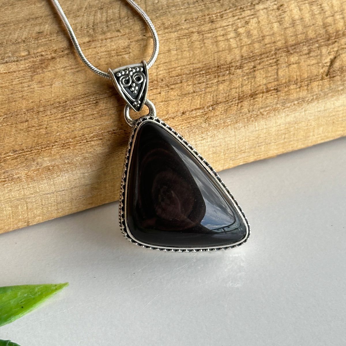 Obsidian Eye Triangle Pendant