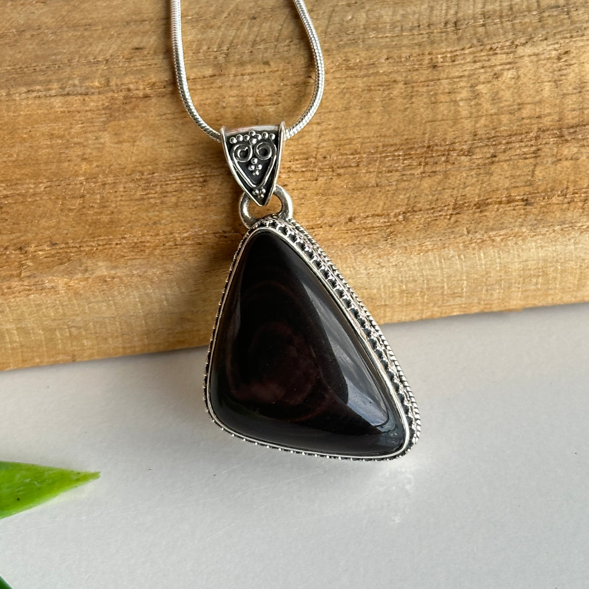 Obsidian Eye Triangle Pendant