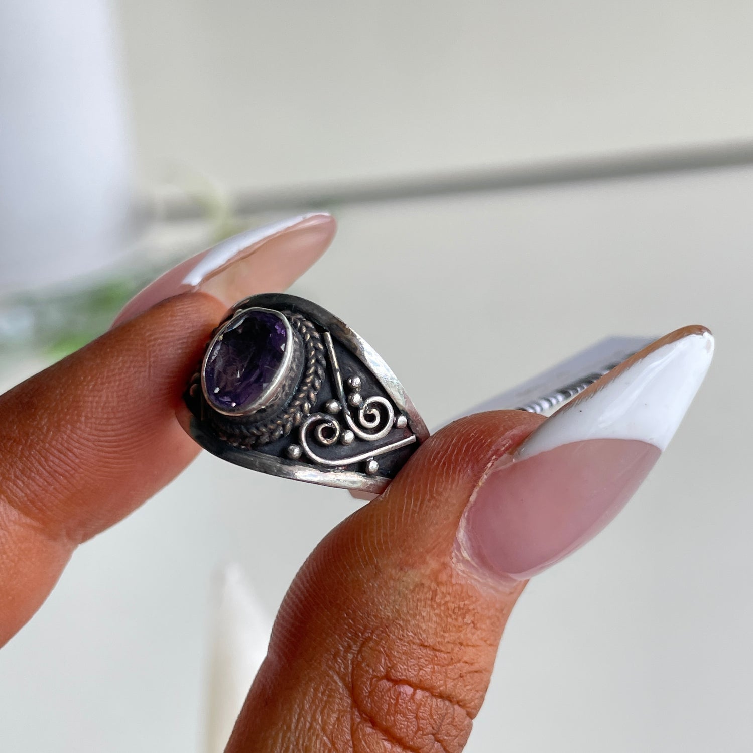 Amethyst Oval Ring Sz8