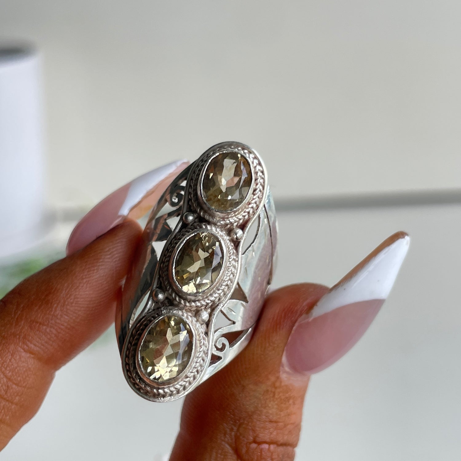 Citrine Triple Stone Ring Sz7.5