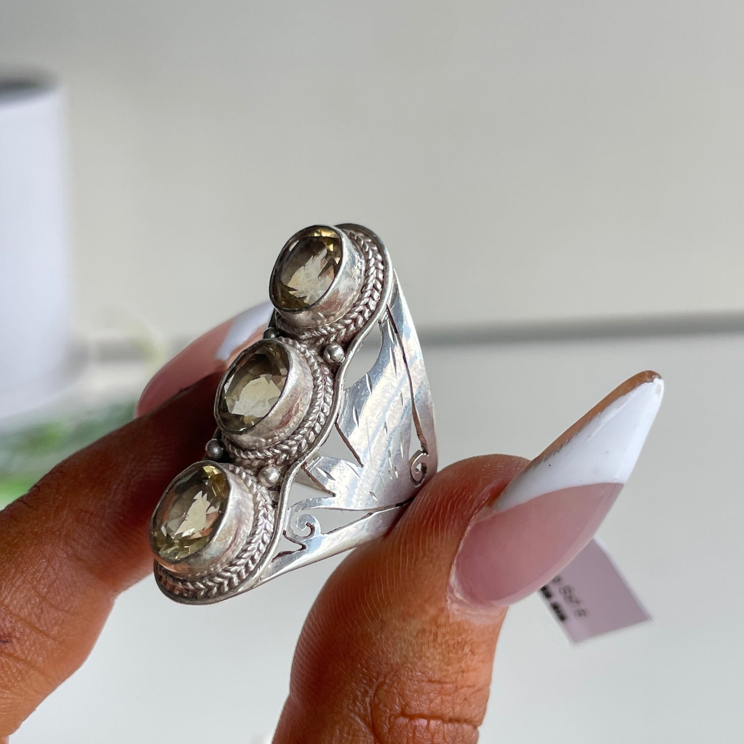 Citrine Triple Stone Ring Sz7.5