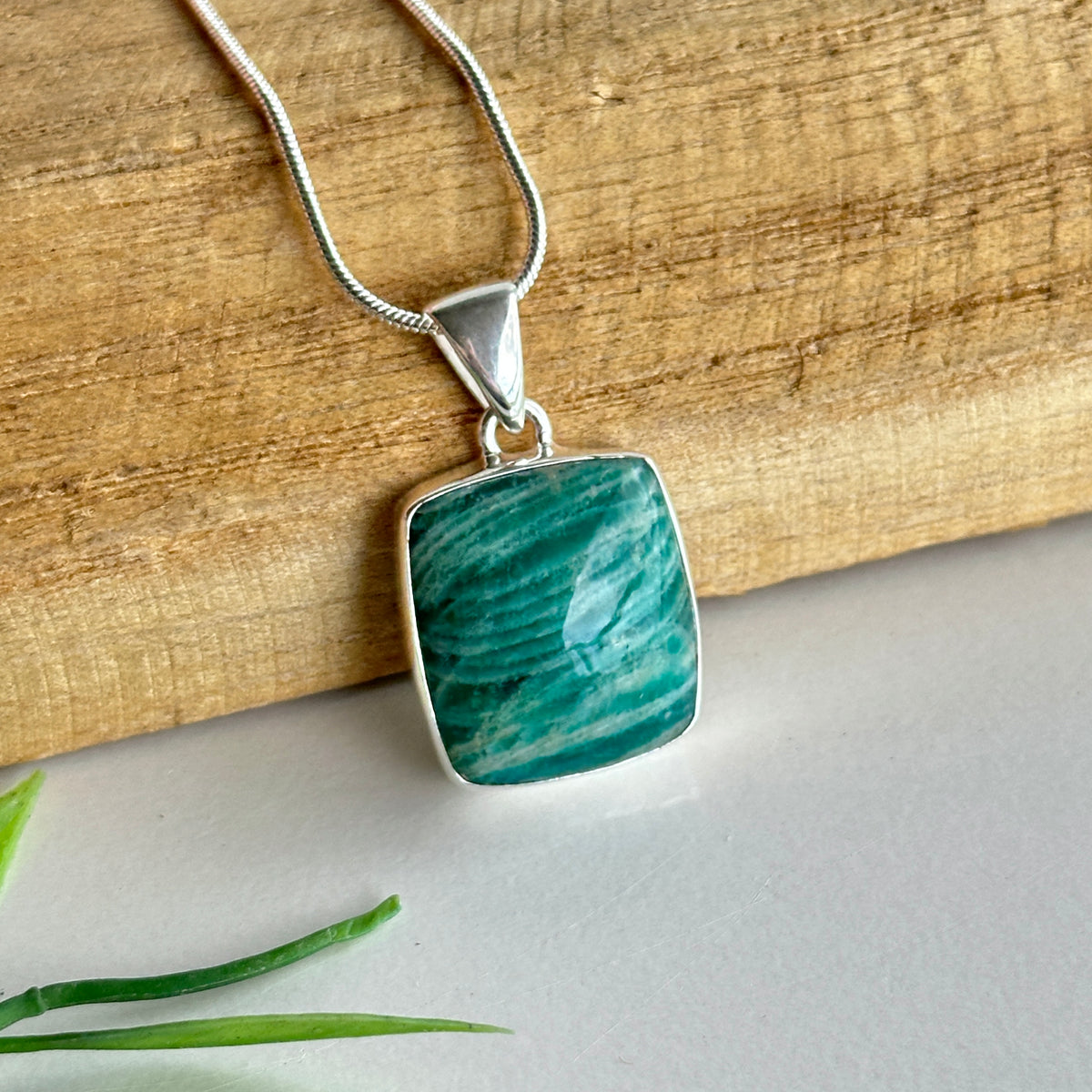 Amazonite Square Pendant