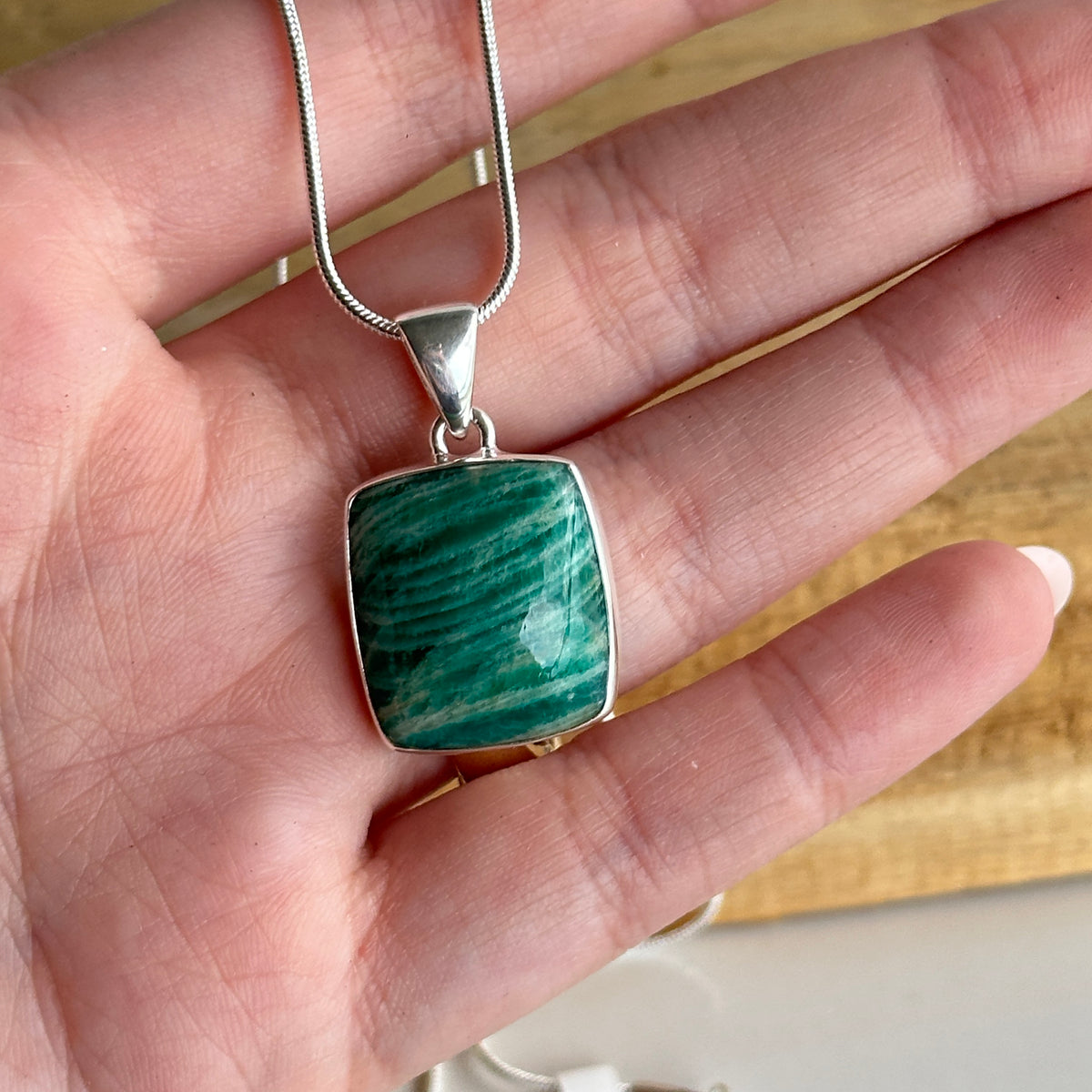 Amazonite Square Pendant