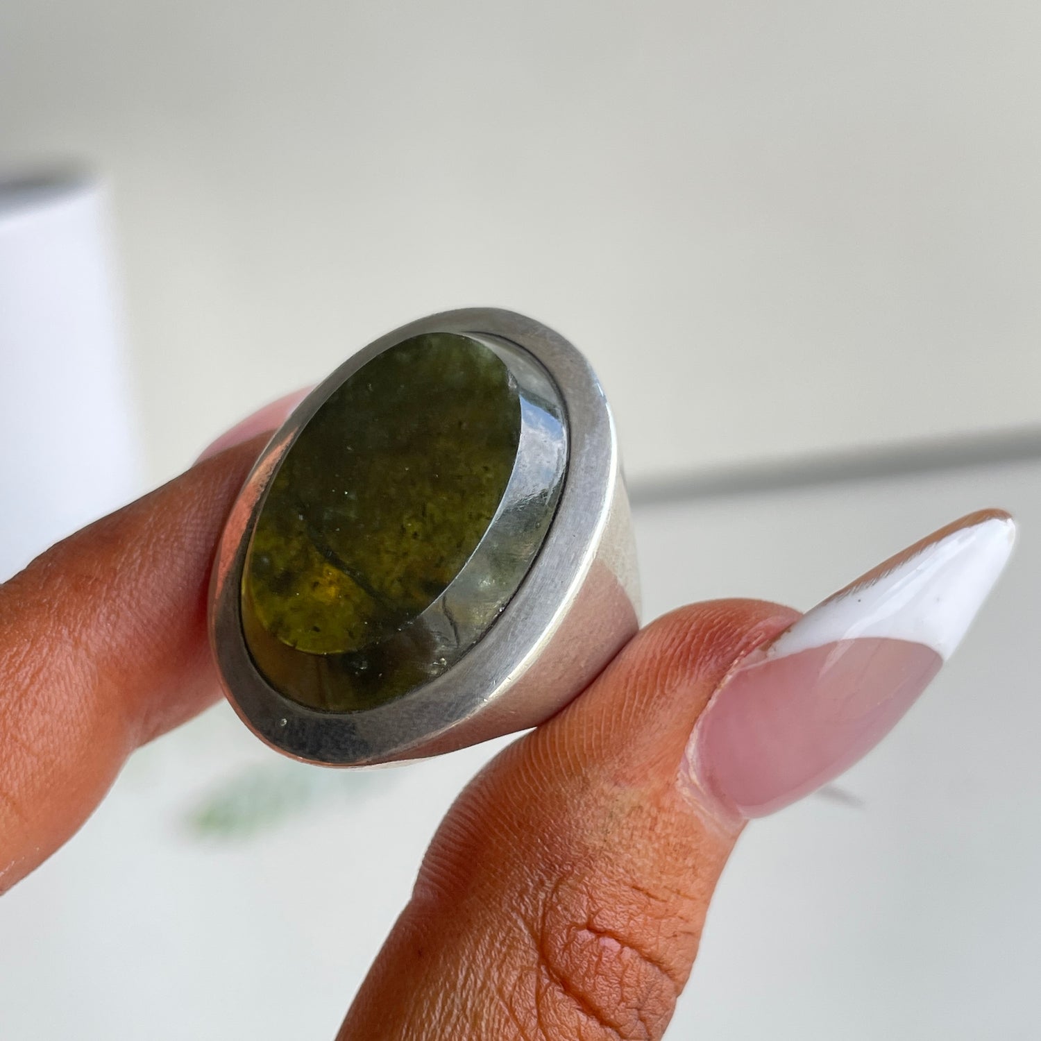 Jade Oval Ring Sz7.5