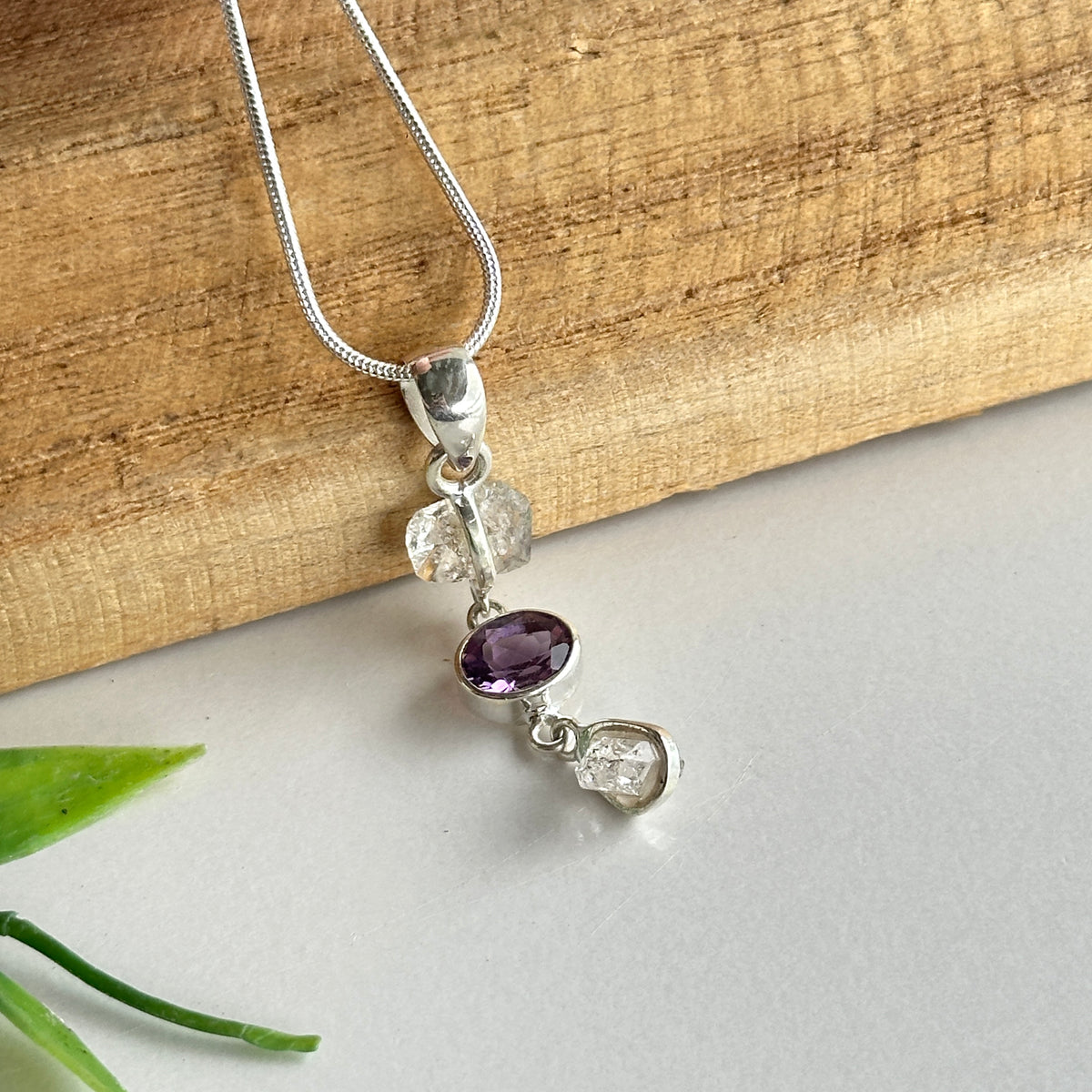 Herkimer Diamond Amethyst Pendant