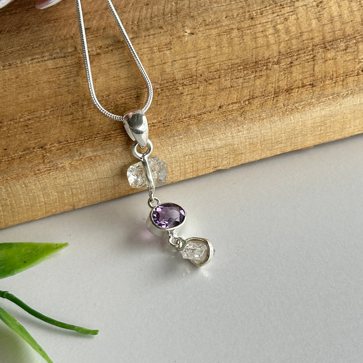 Herkimer Diamond Amethyst Pendant