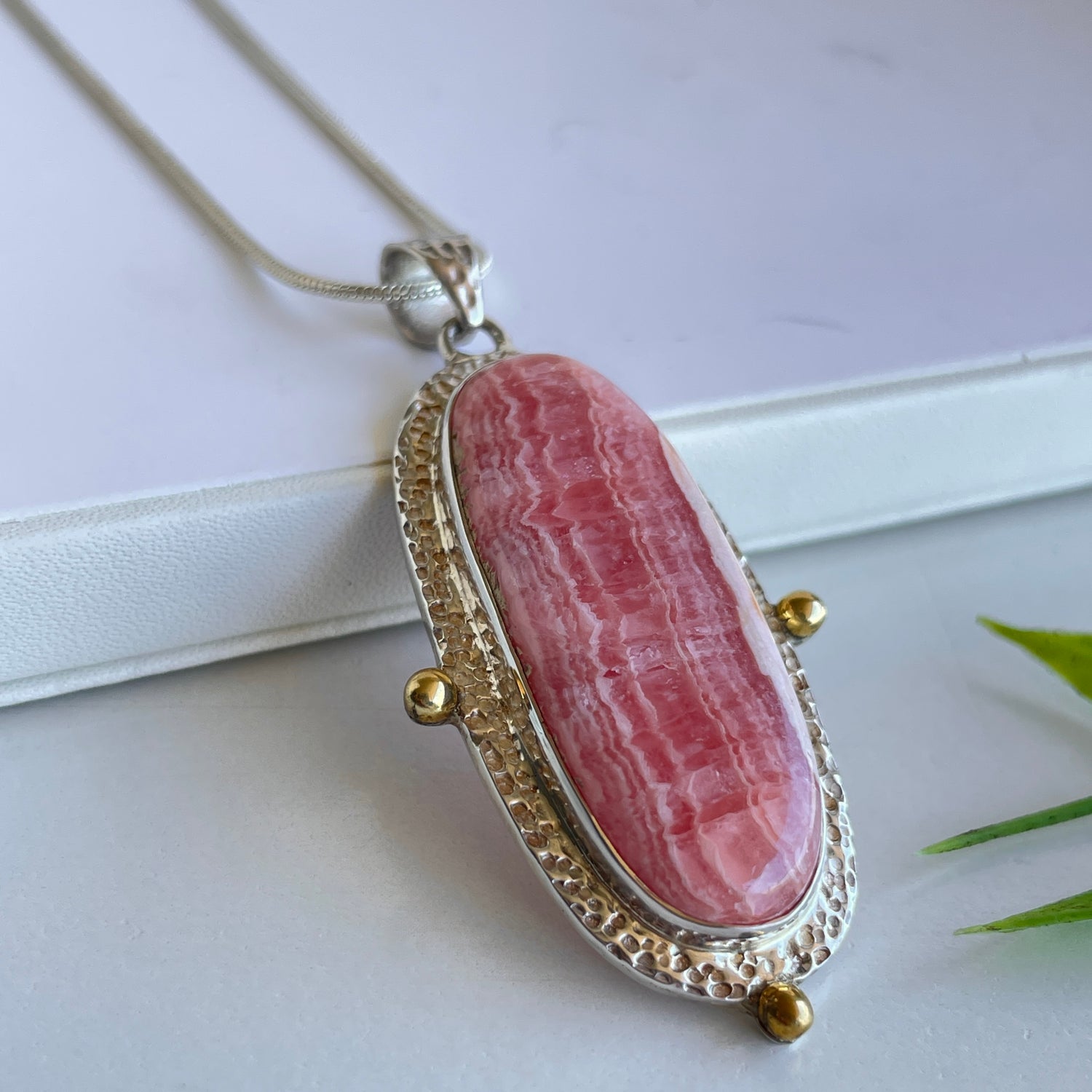 Rhodochrosite Oval Pendant 008