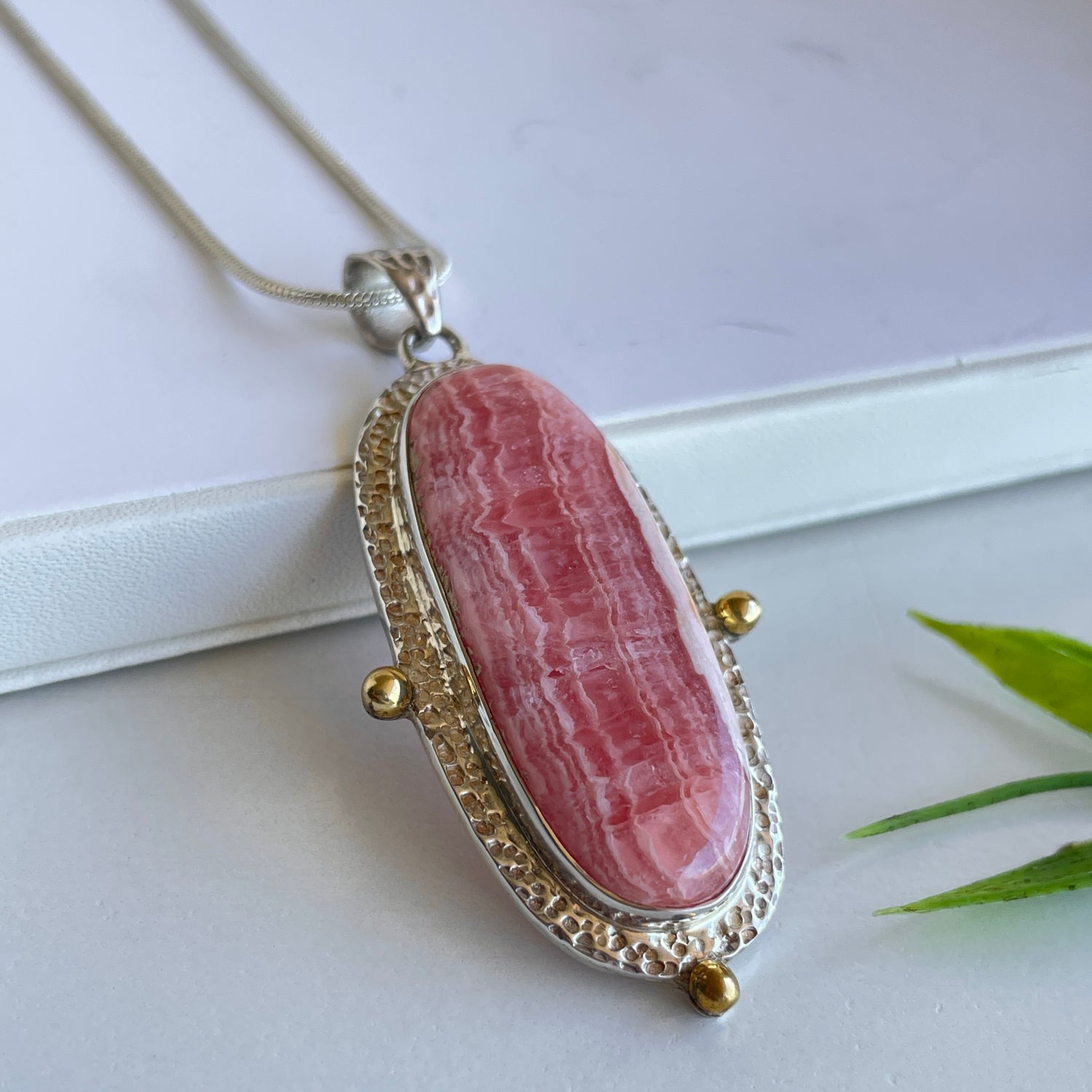 Rhodochrosite Oval Pendant 008