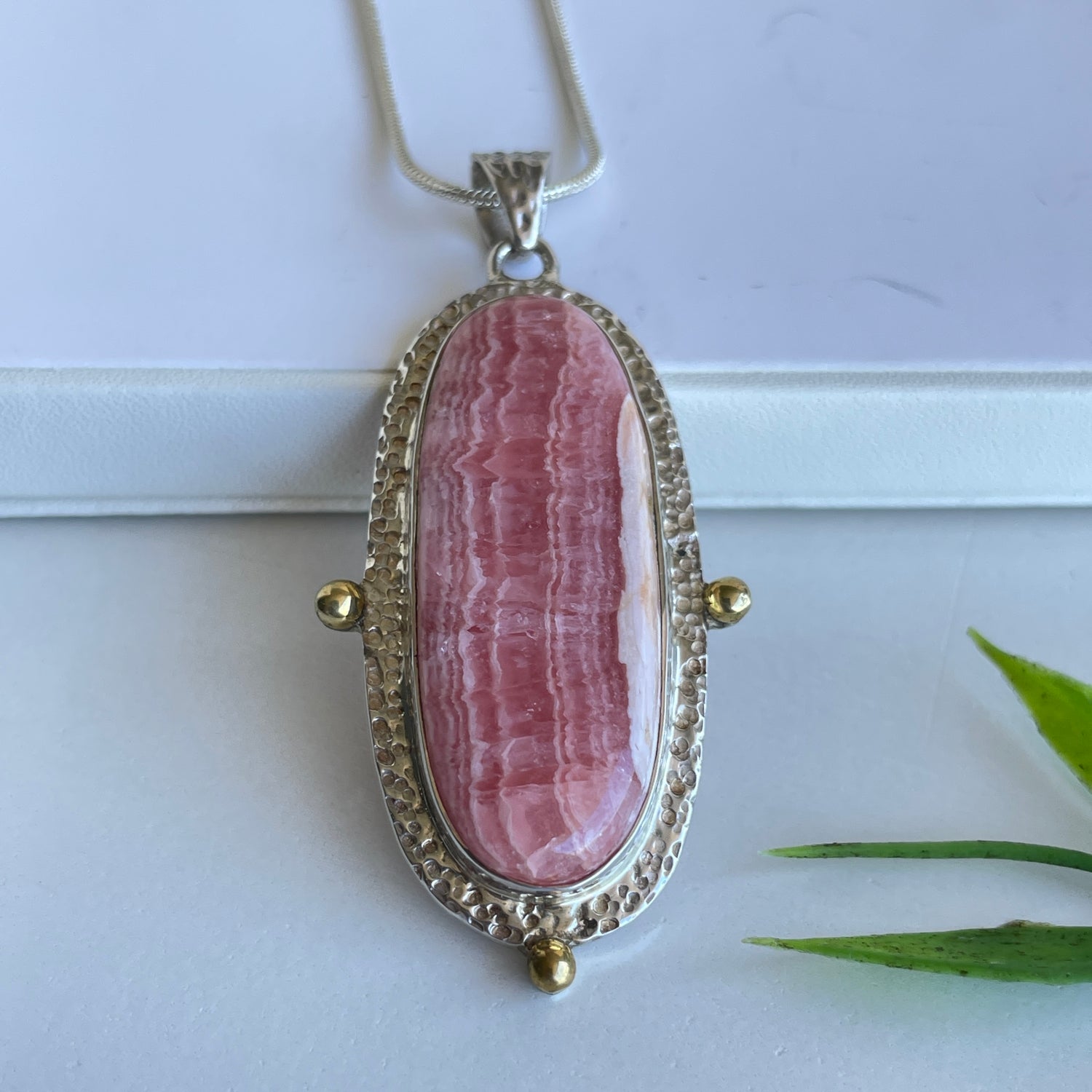 Rhodochrosite Oval Pendant 008