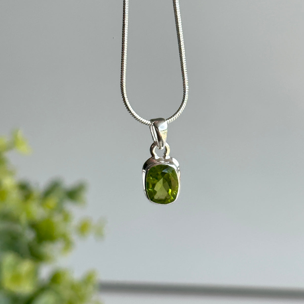 Peridot Rectangle Pendant