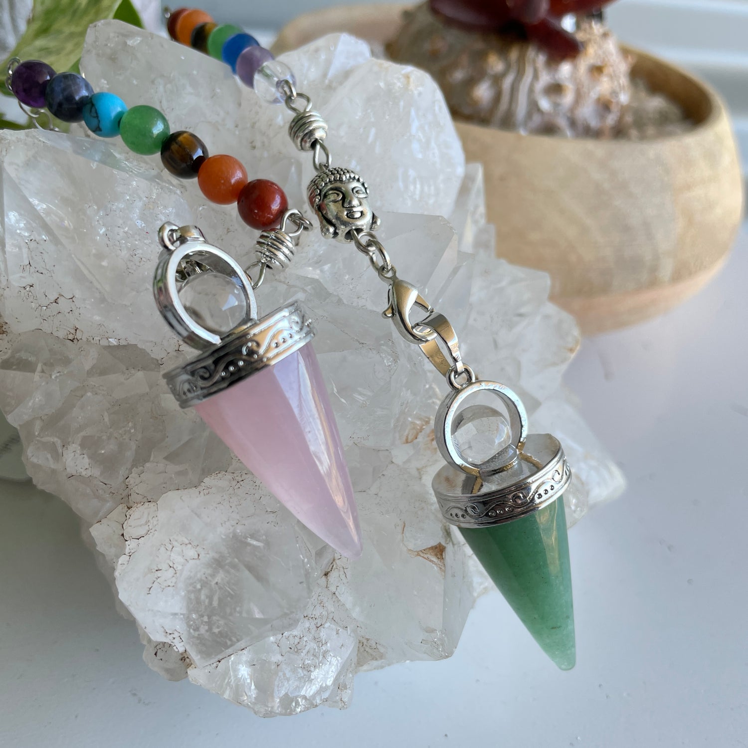 Crystal Point Pendulum With Chakra Chain