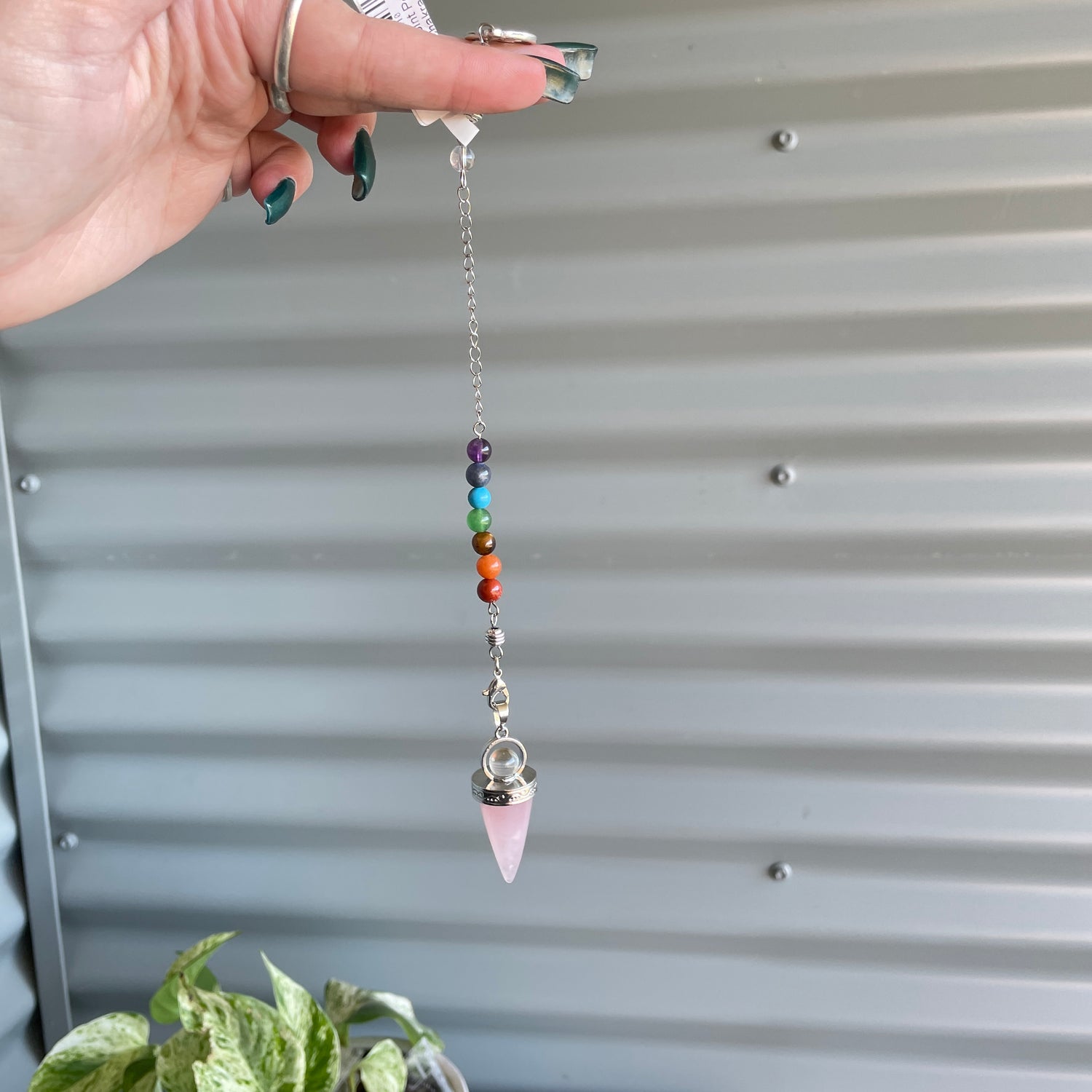 Crystal Point Pendulum With Chakra Chain