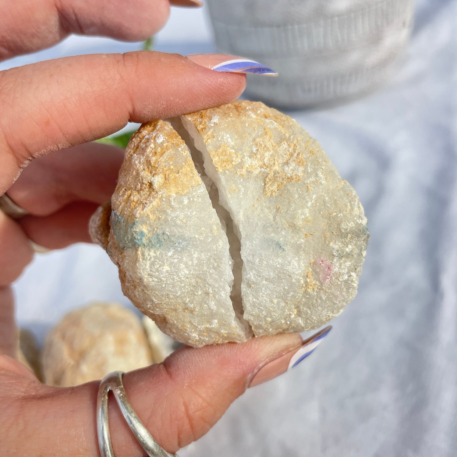 Clear Quartz Geode Pair Small