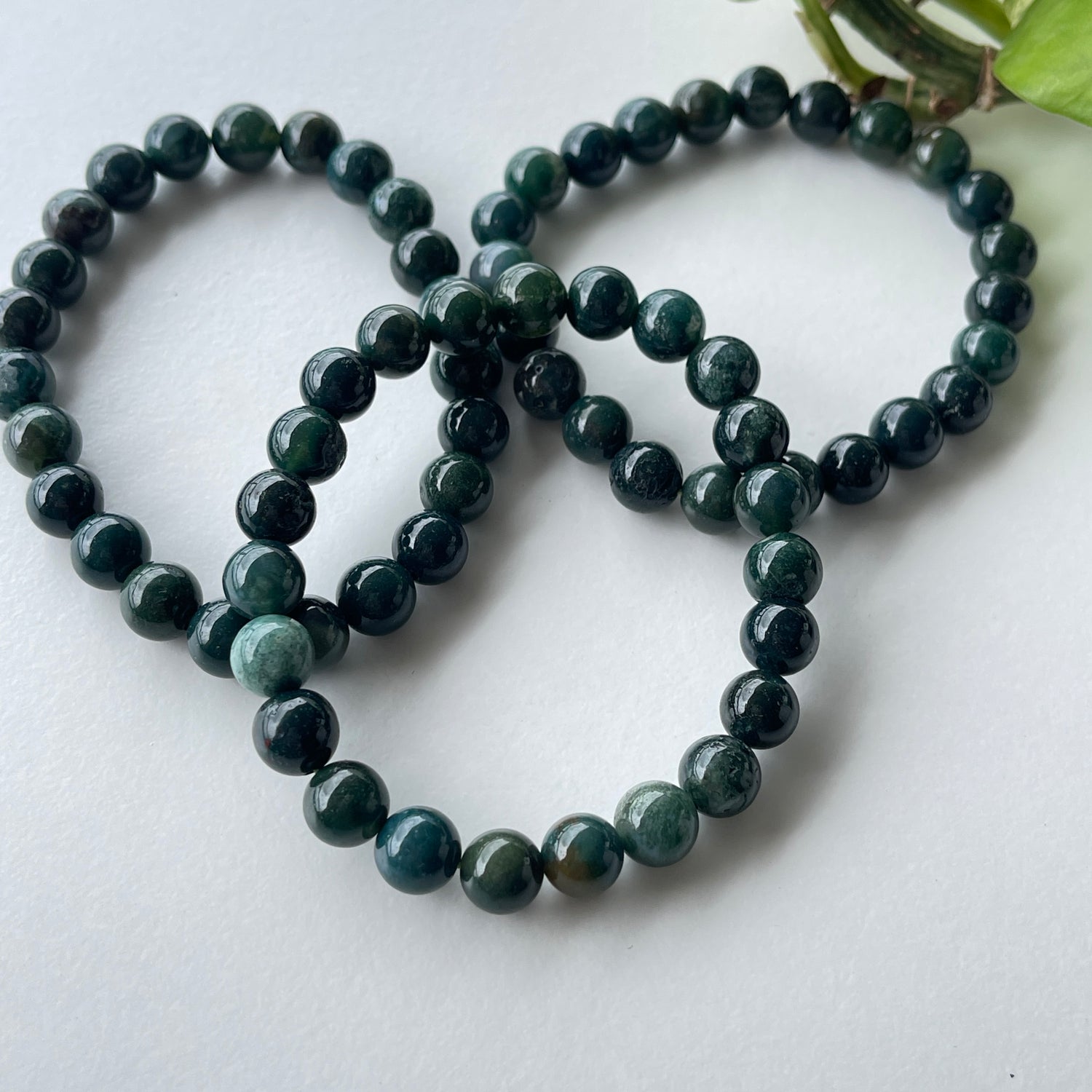 Moss Agate Beaded Bracelet