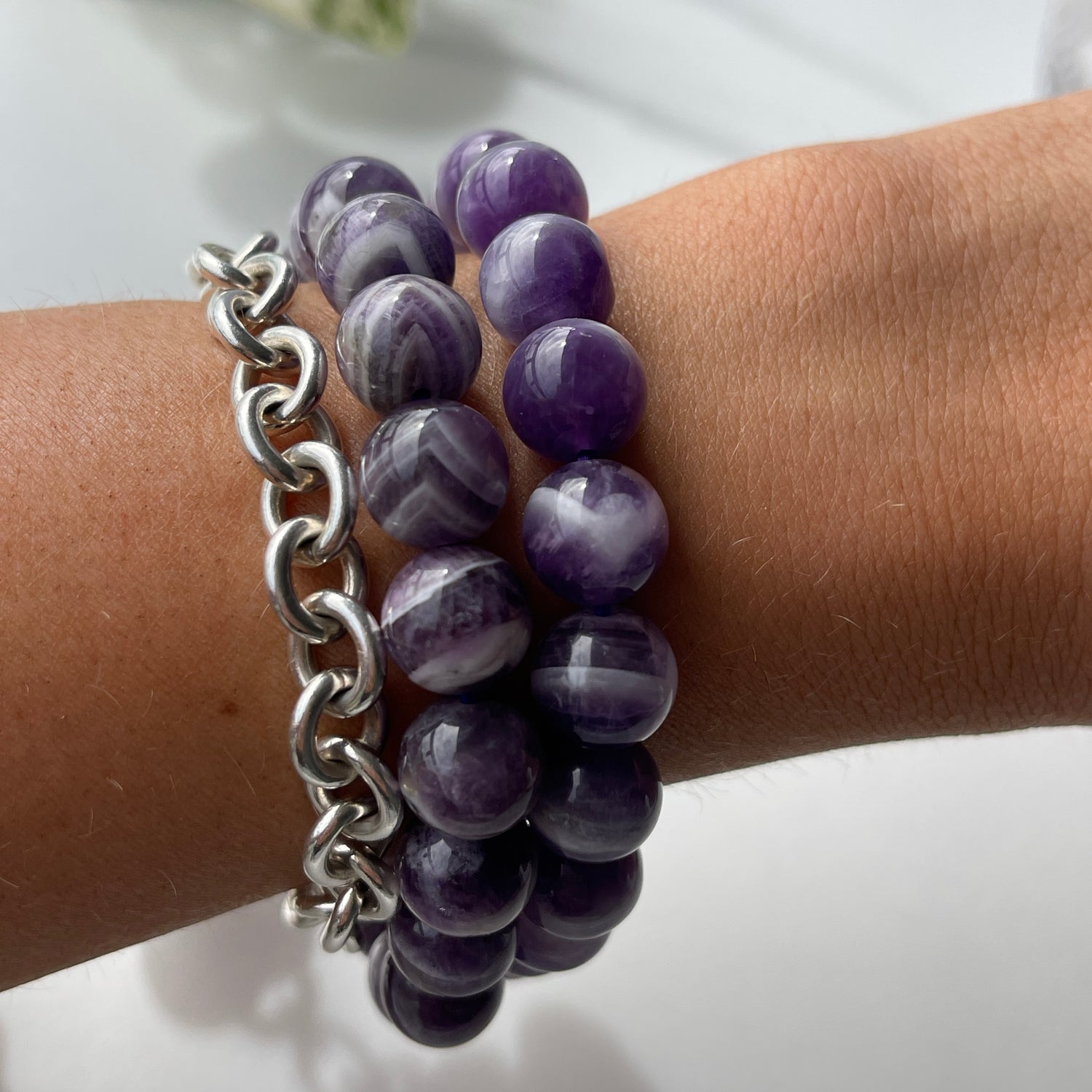 Chevron Amethyst Med Bracelet