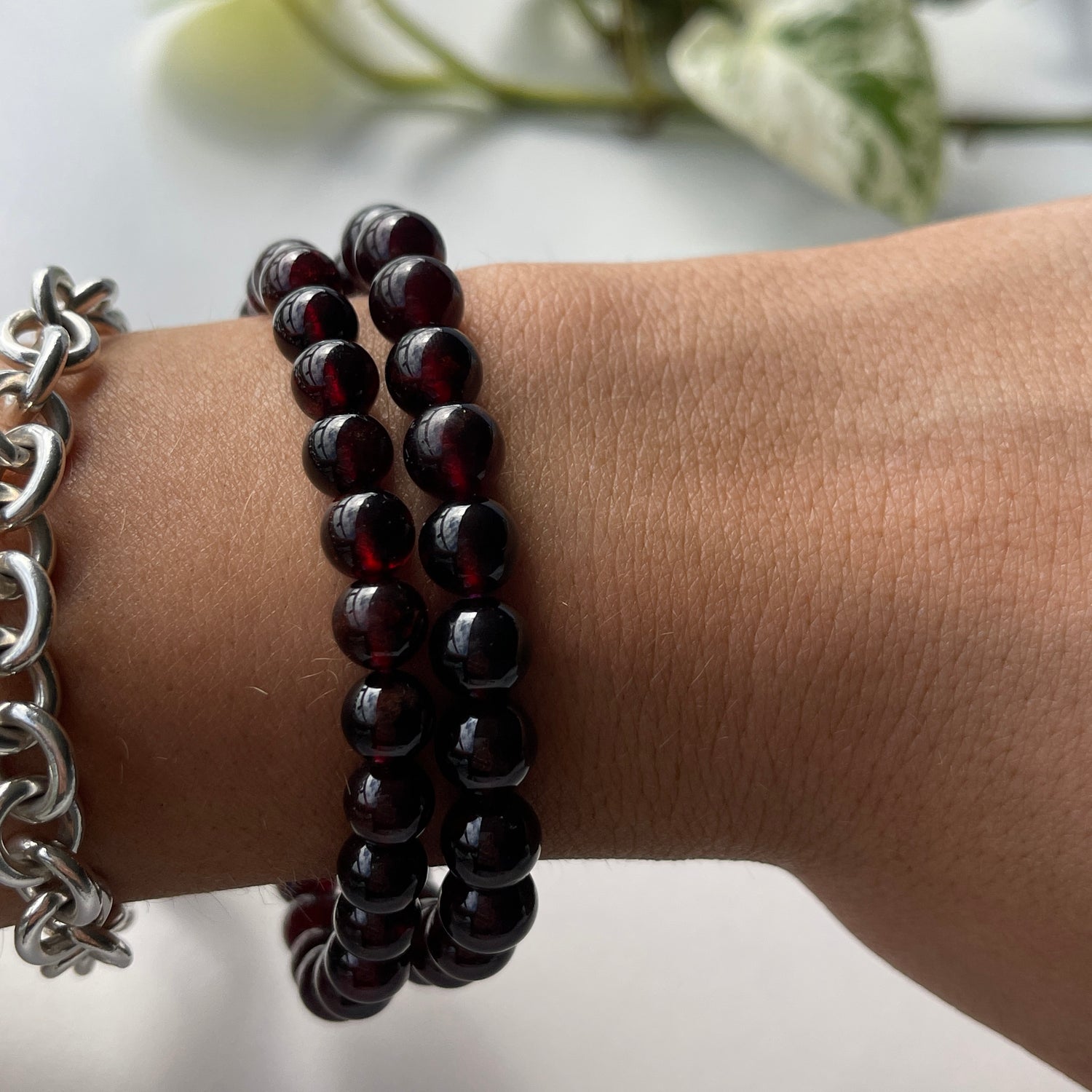 Garnet Beaded Bracelet