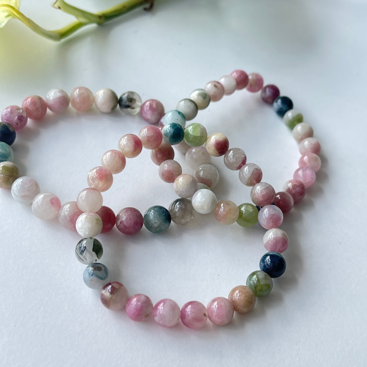 Watermelon Tourmaline Beaded Bracelet