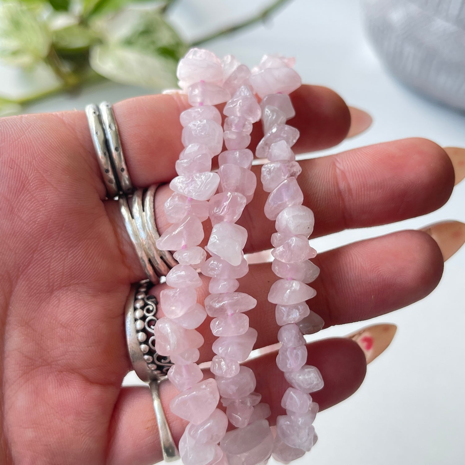 Rose Quartz Chip Bracelet