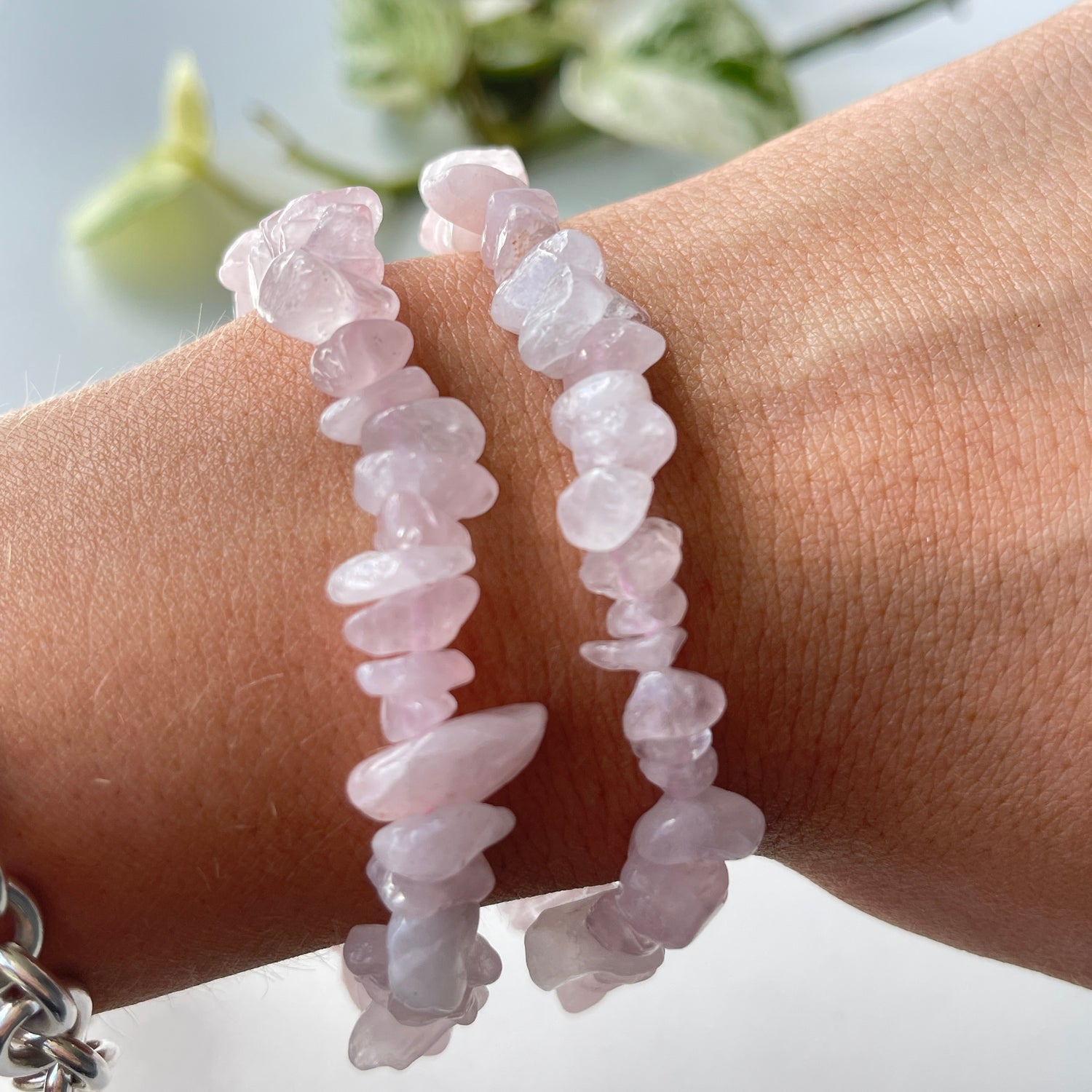 Rose Quartz Chip Bracelet