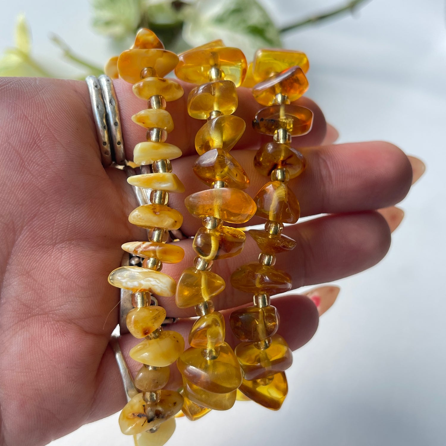 Amber Lge Polished Chip Bracelet