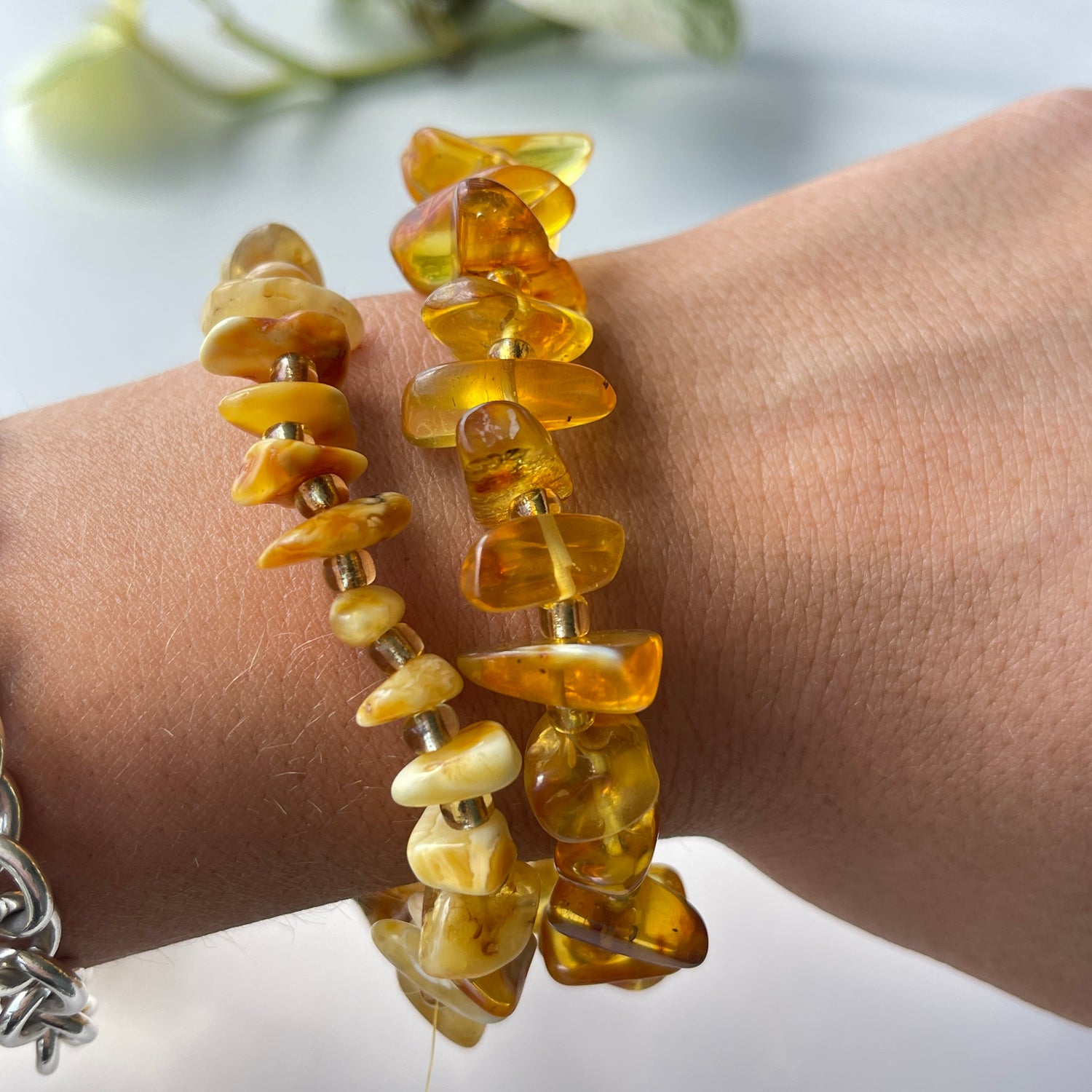 Amber Lge Polished Chip Bracelet