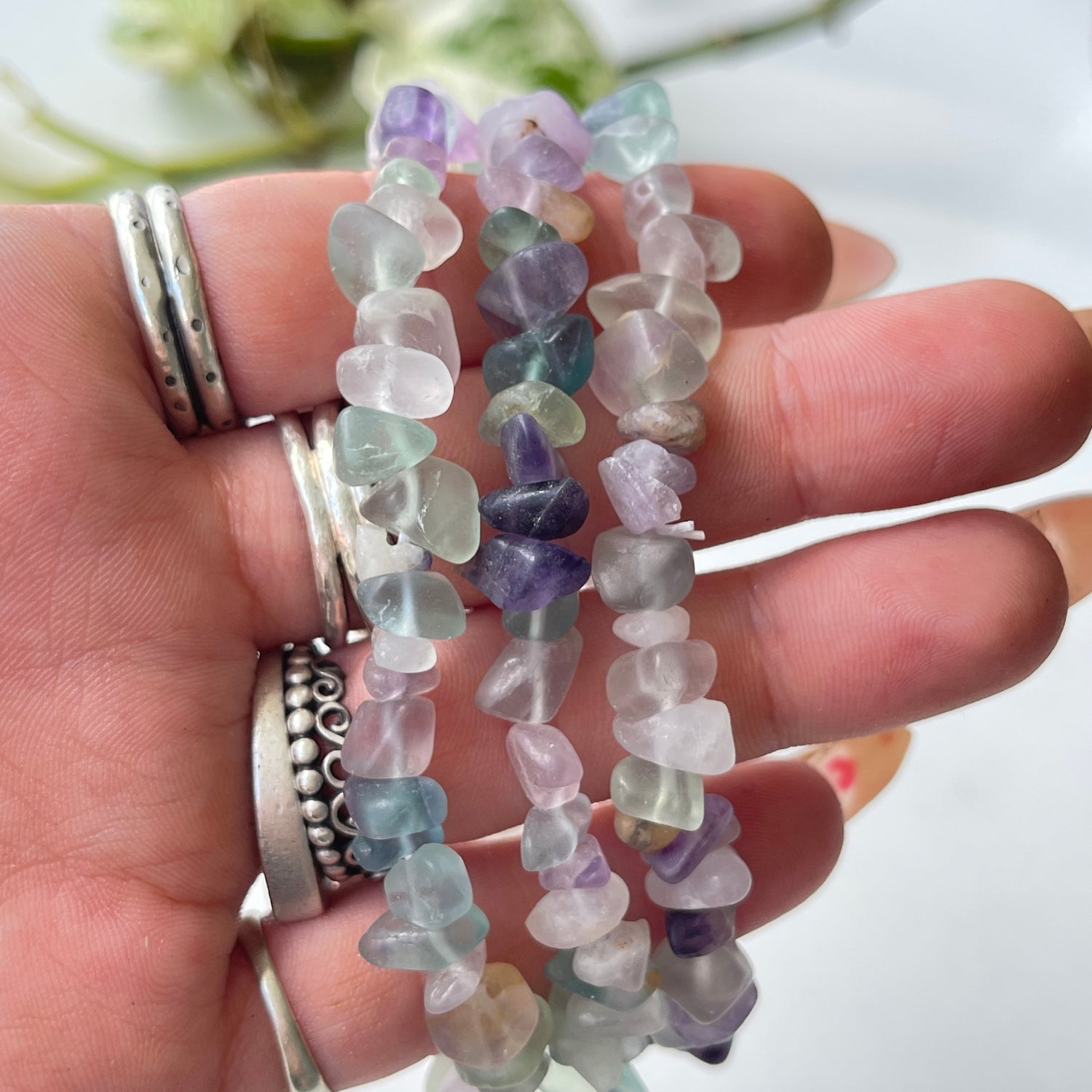 Rainbow Fluorite Chip Bracelet