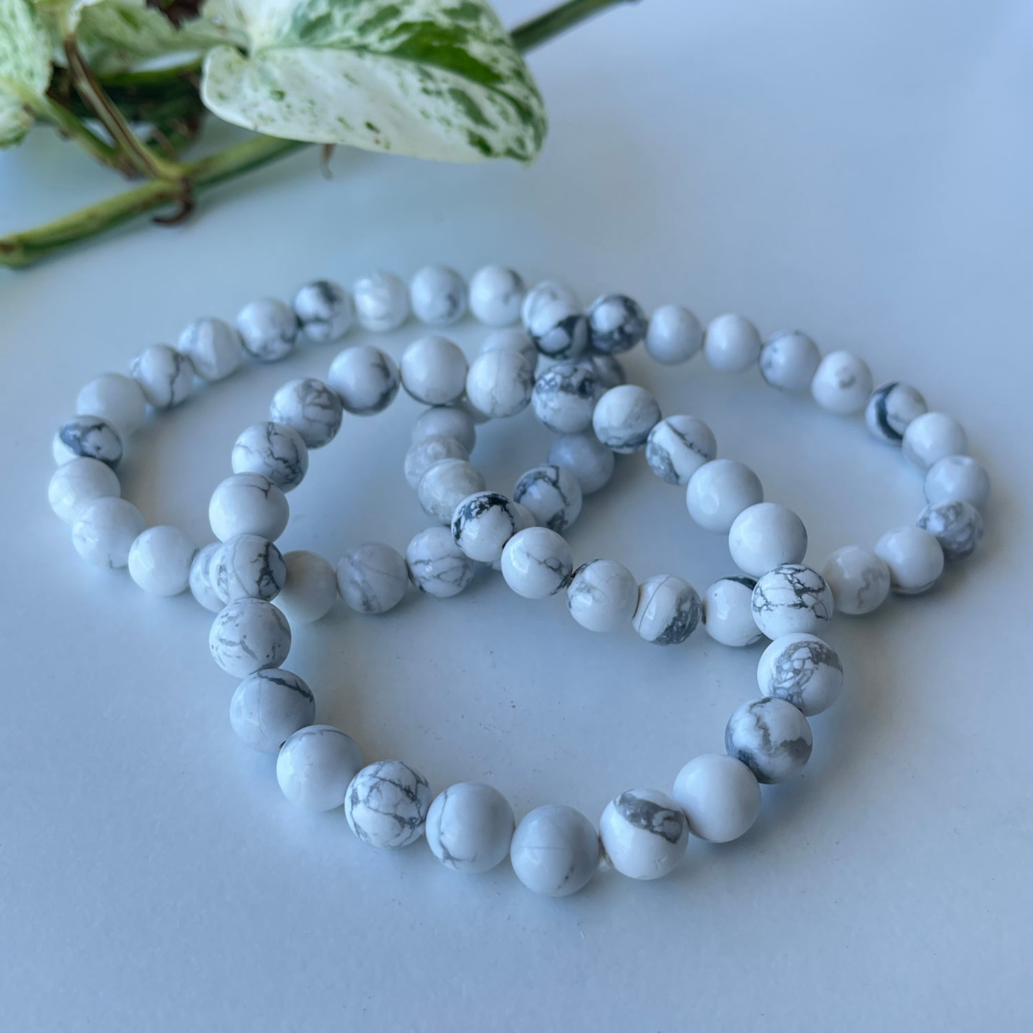 White Howlite Beaded Bracelet