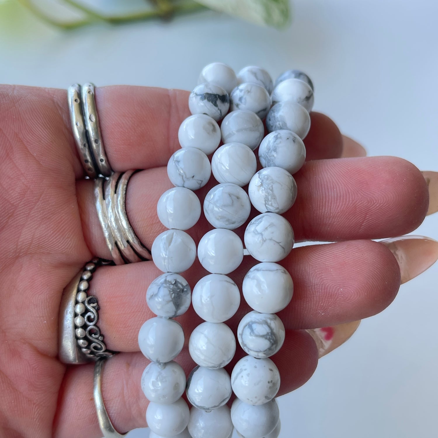 White Howlite Beaded Bracelet