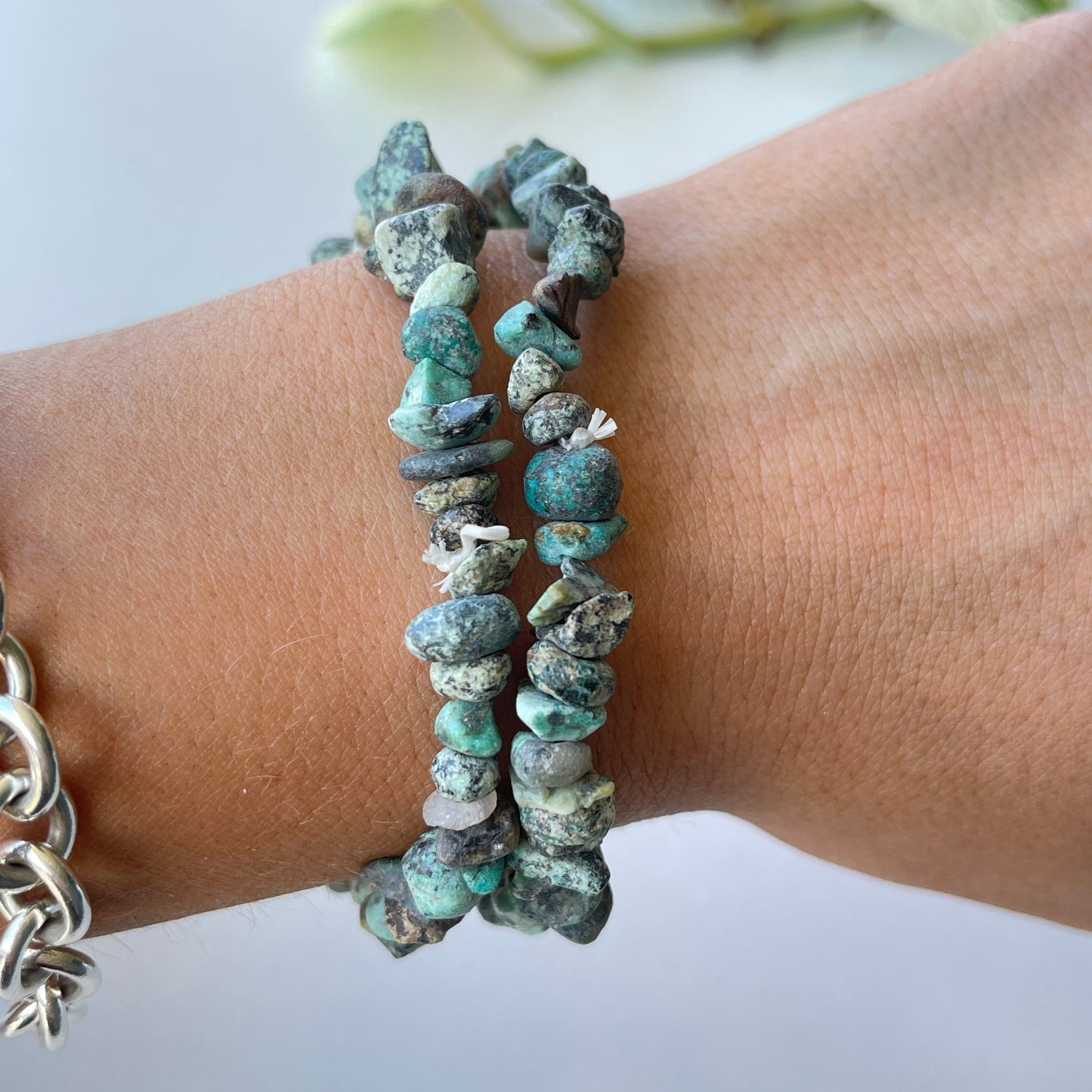 African Turquoise Chip Bracelet