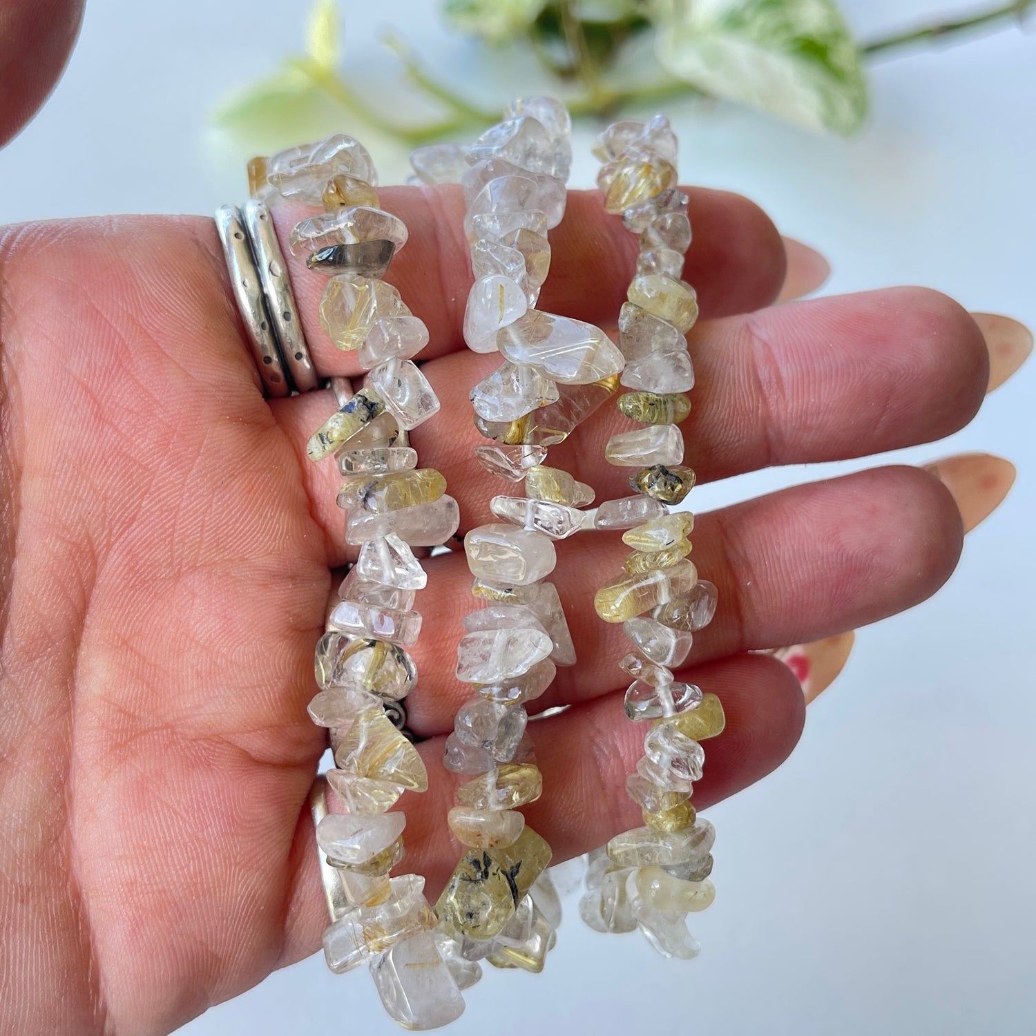 Rutilated Quartz Chip Bracelet