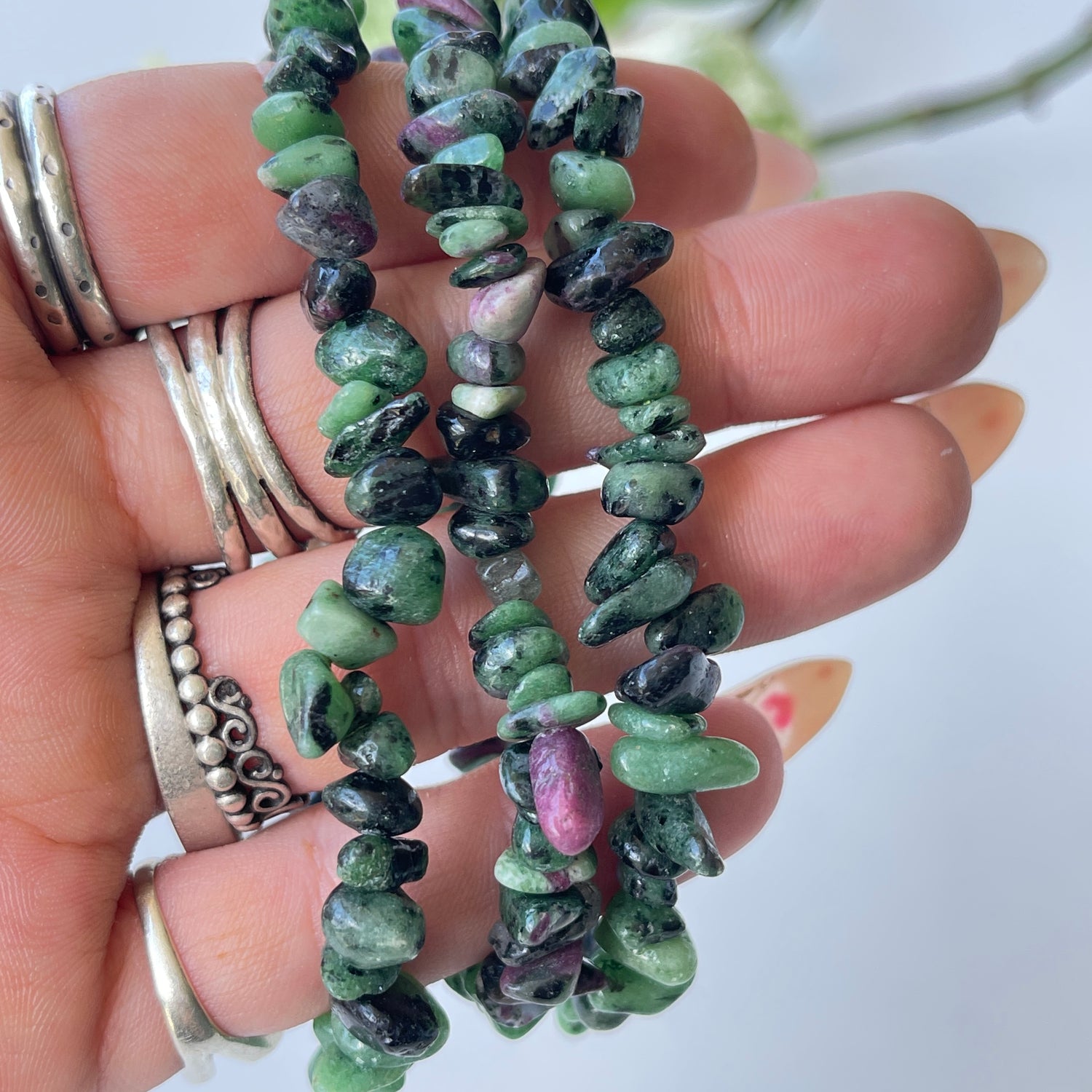 Ruby In Zoisite Chip Bracelet