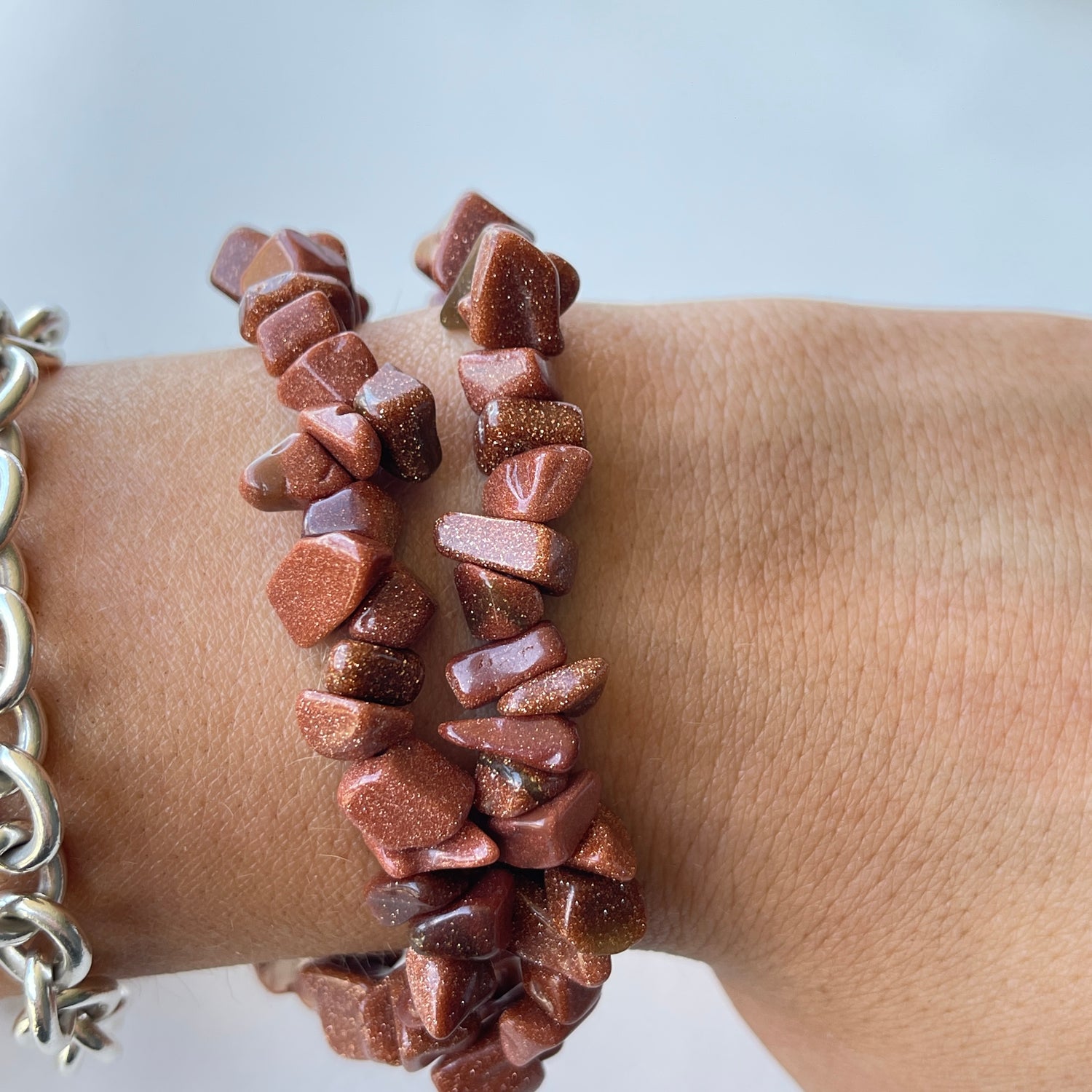 Orange Goldstone Chip Bracelet