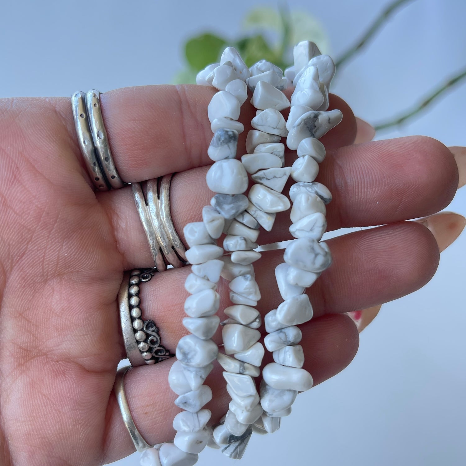 White Howlite Chip Bracelet