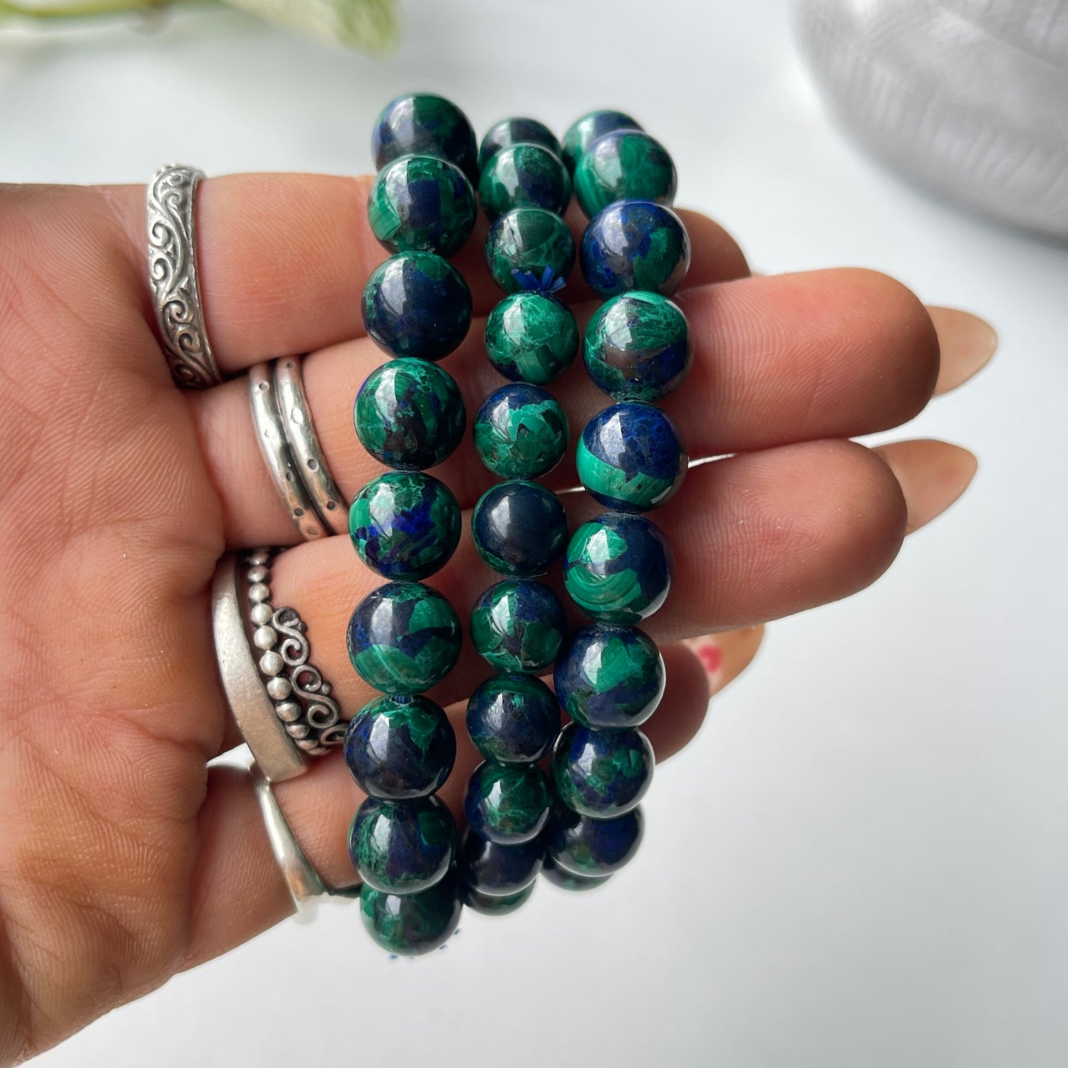 Azurite and Malachite Beaded Bracelet