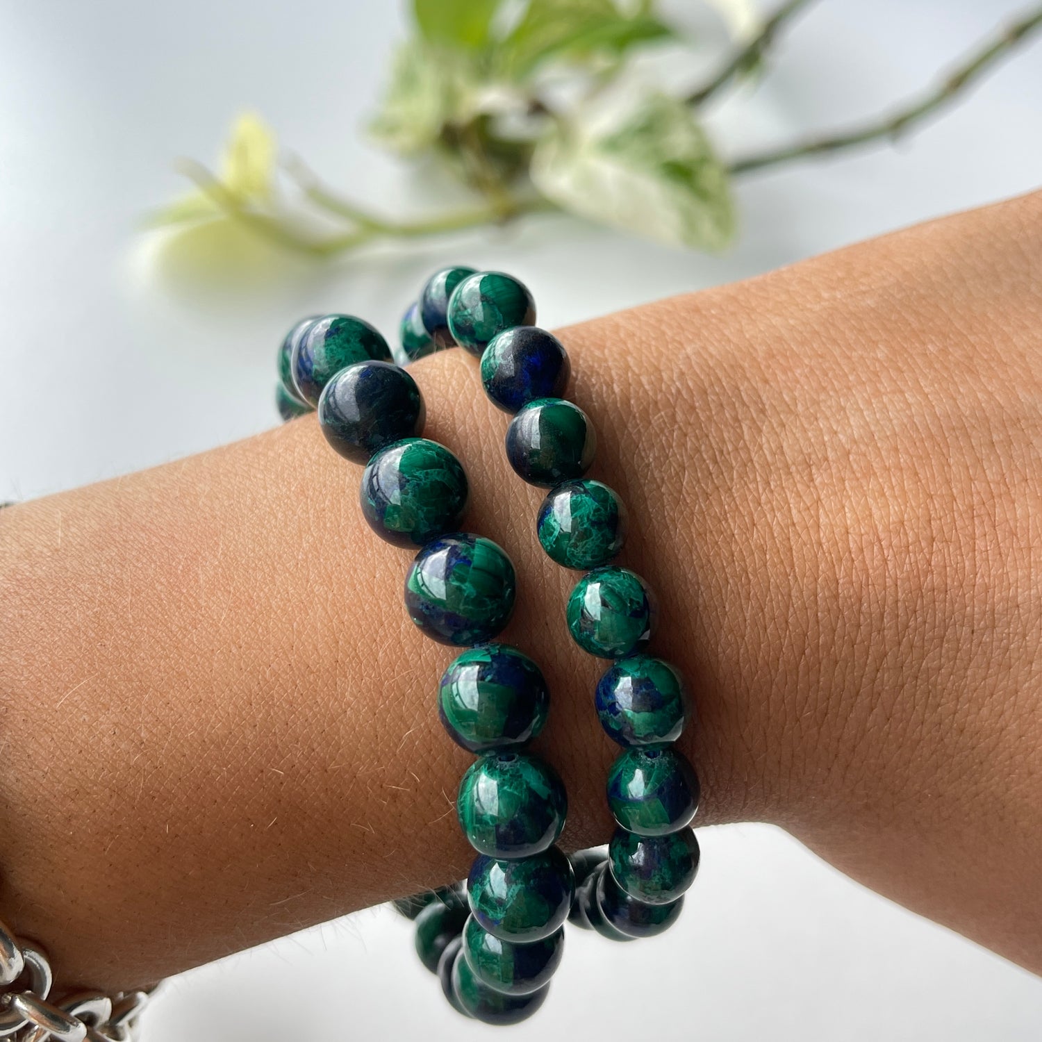 Azurite and Malachite Beaded Bracelet