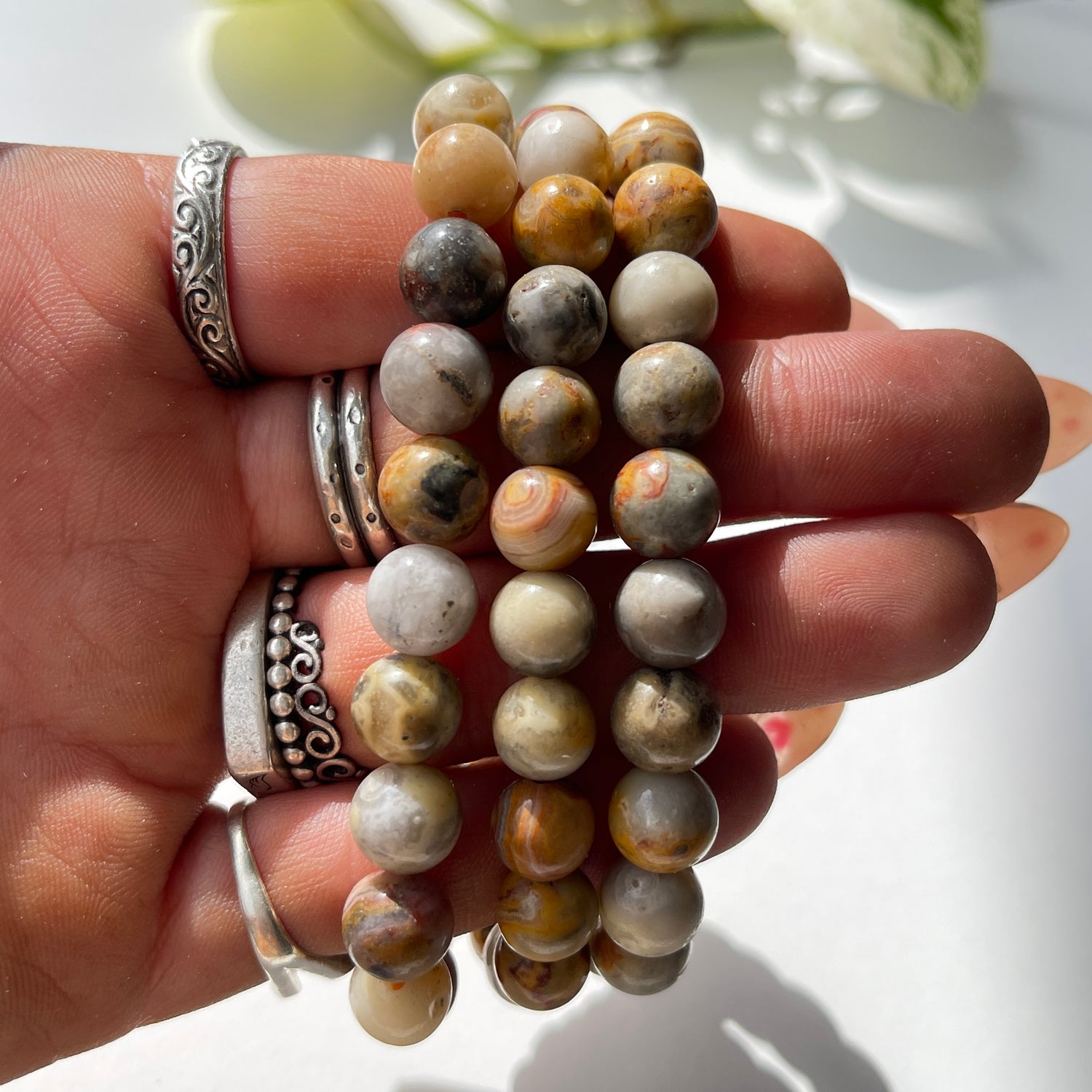 Crazy Lace Agate Beaded Bracelet