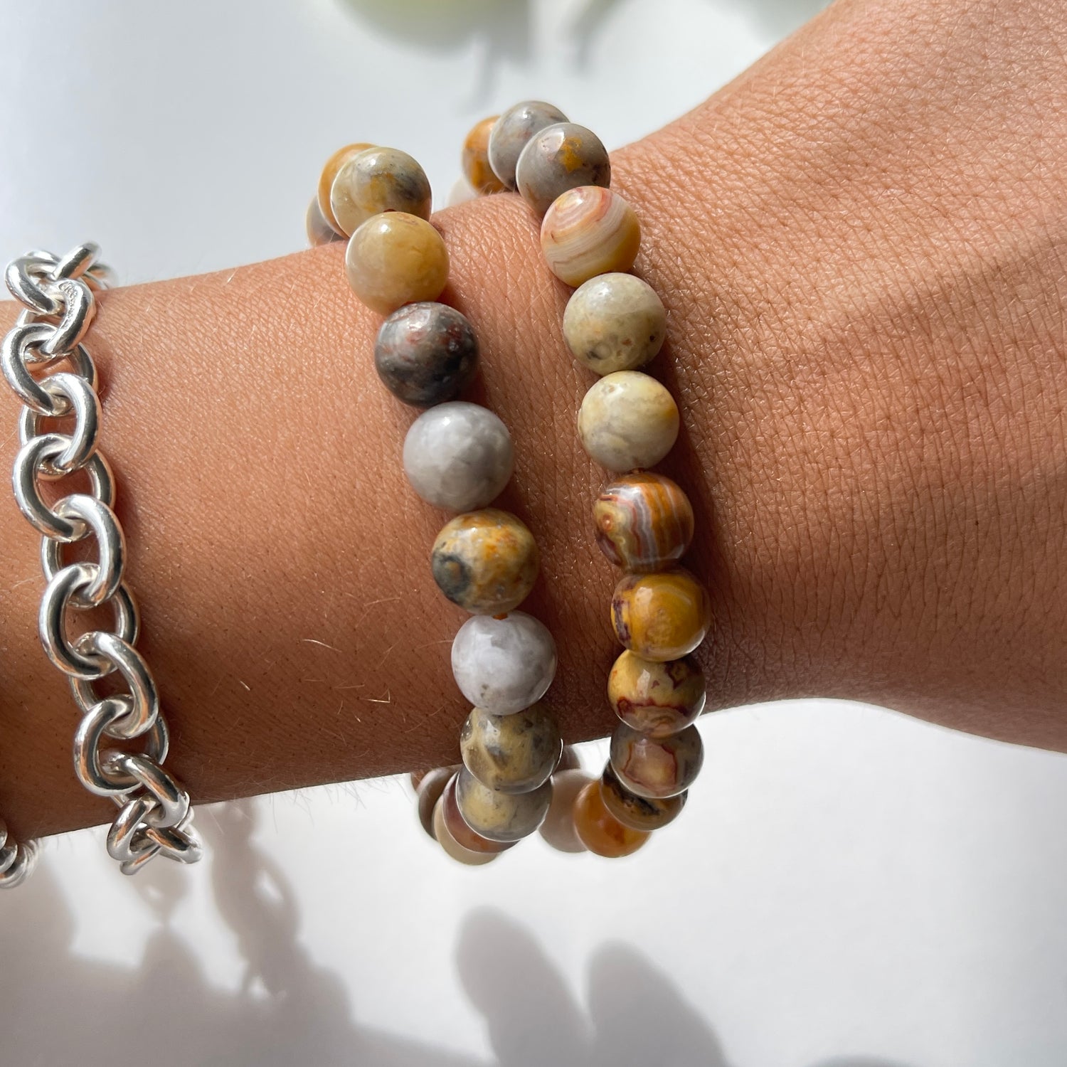 Crazy Lace Agate Beaded Bracelet